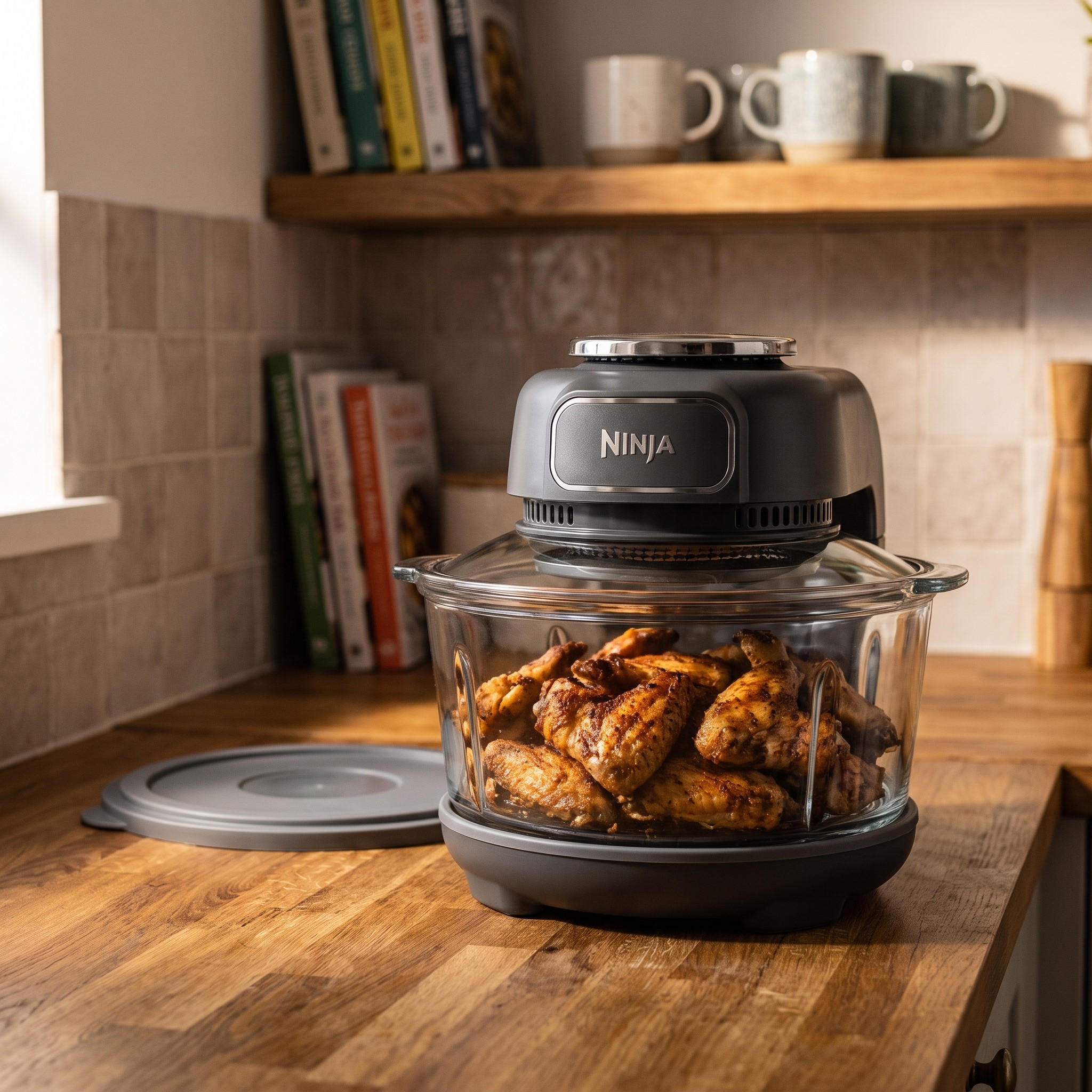 Ninja CRISPi FN101EUGY – přenosná horkovzdušná fritéza 3,8 l se skleněnou nádobou, 1700 W – nekompletní