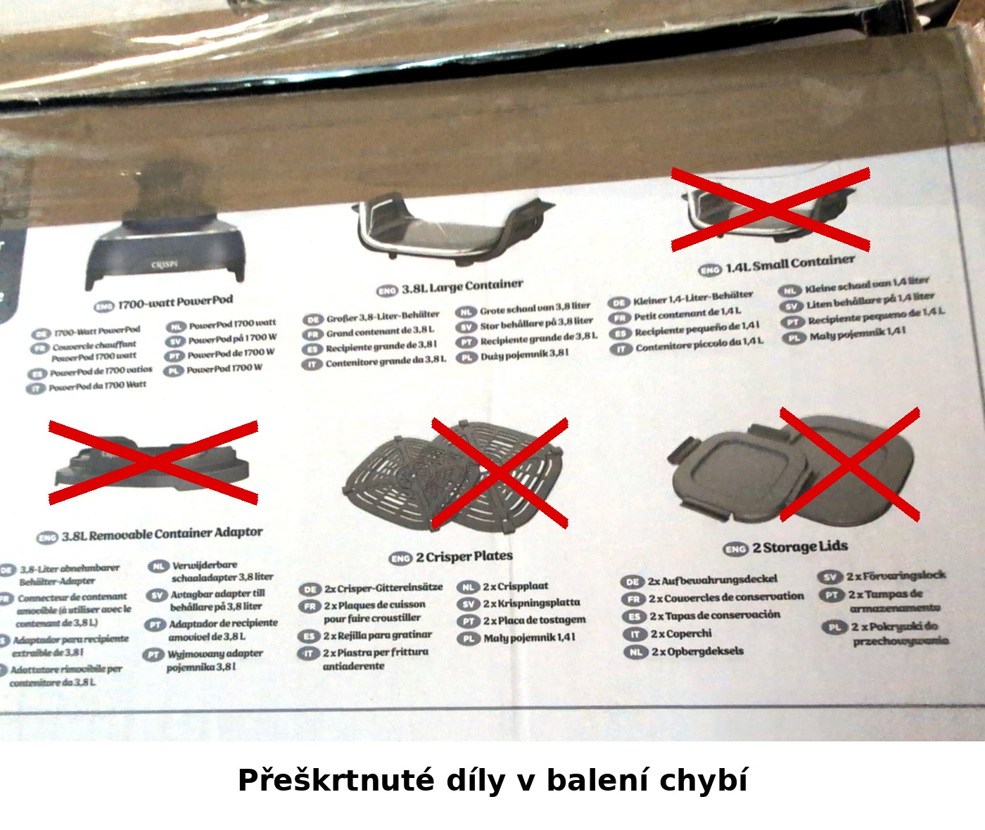 Ninja CRISPi FN101EUGY – přenosná horkovzdušná fritéza 3,8 l se skleněnou nádobou, 1700 W – nekompletní