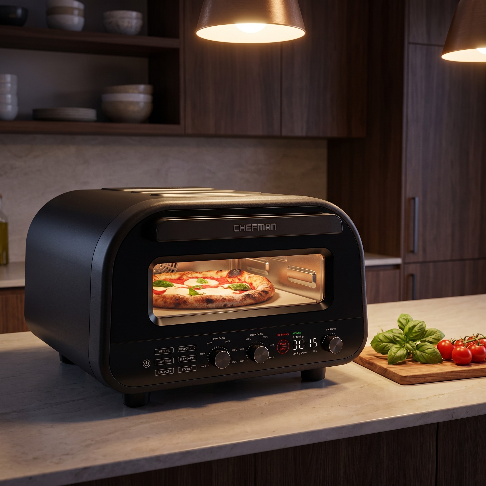 Chefman RJ25-PO12 – elektrická stolní pizza trouba na pizzu o průměru 30 cm – použité