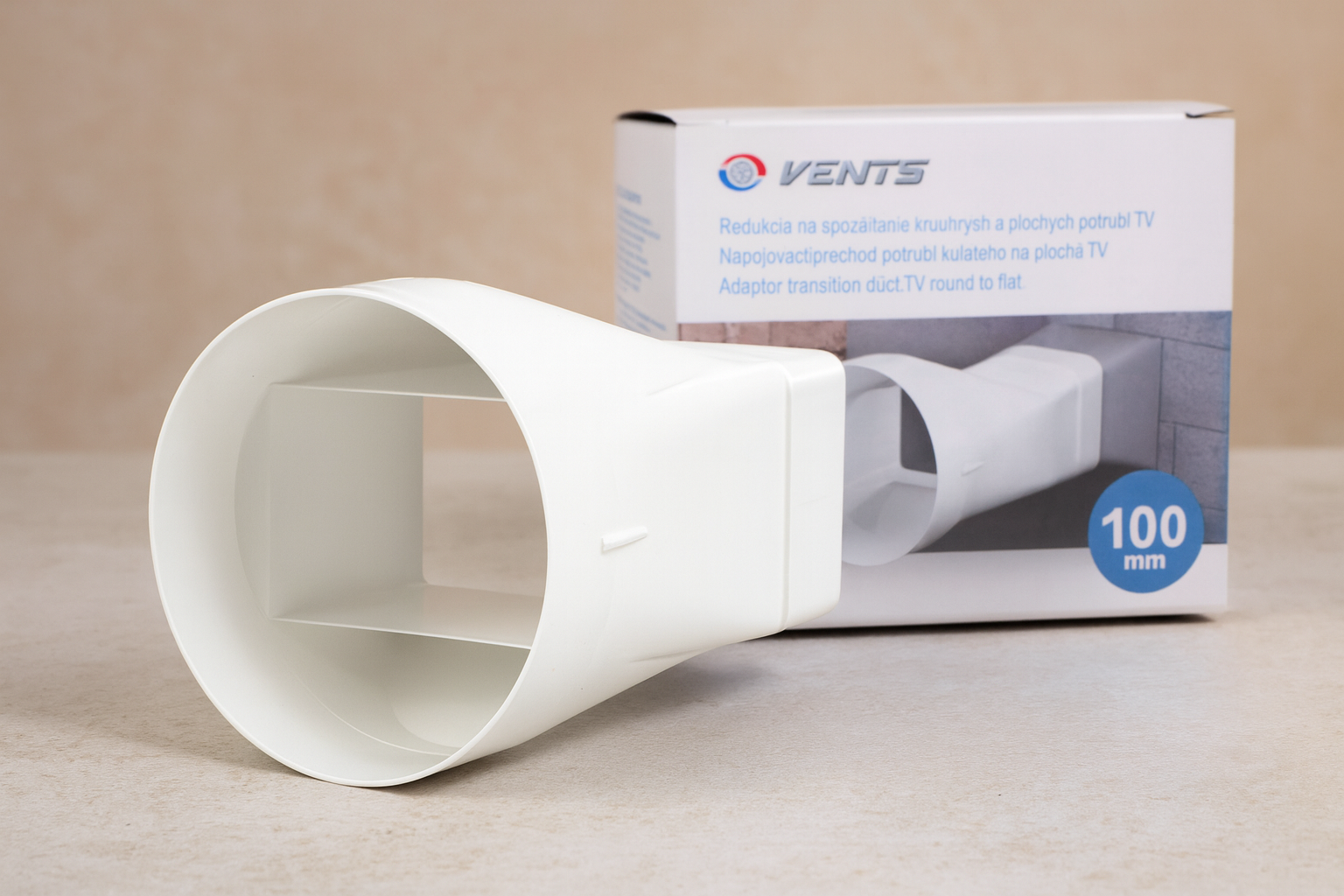 VENTS – Spojka 100 mm z plochého kanálu na kulatý, 120 x 60 mm