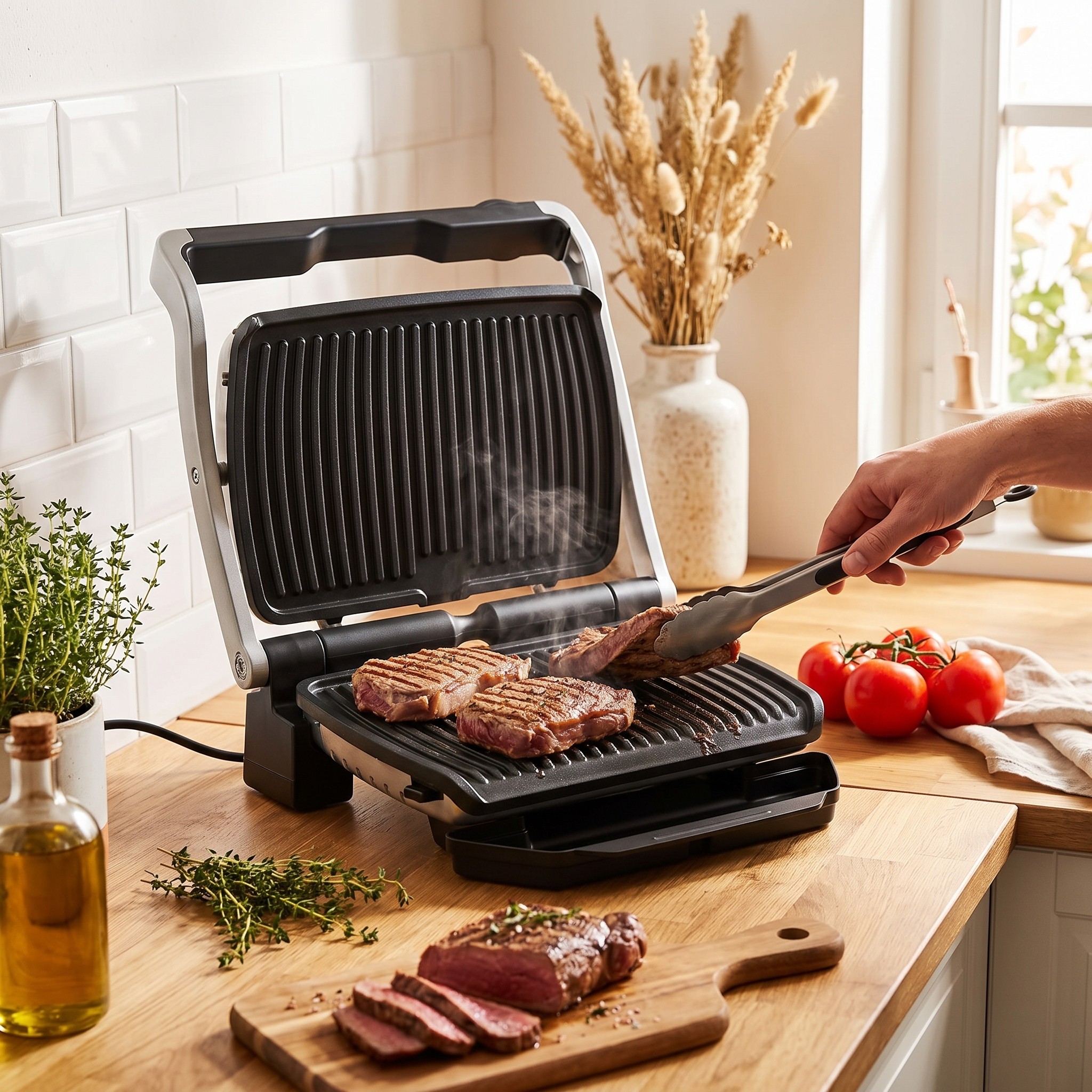 Tefal OptiGrill+ XL GC722D16 – kontaktní gril s 9 programy a plochou 800 cm²