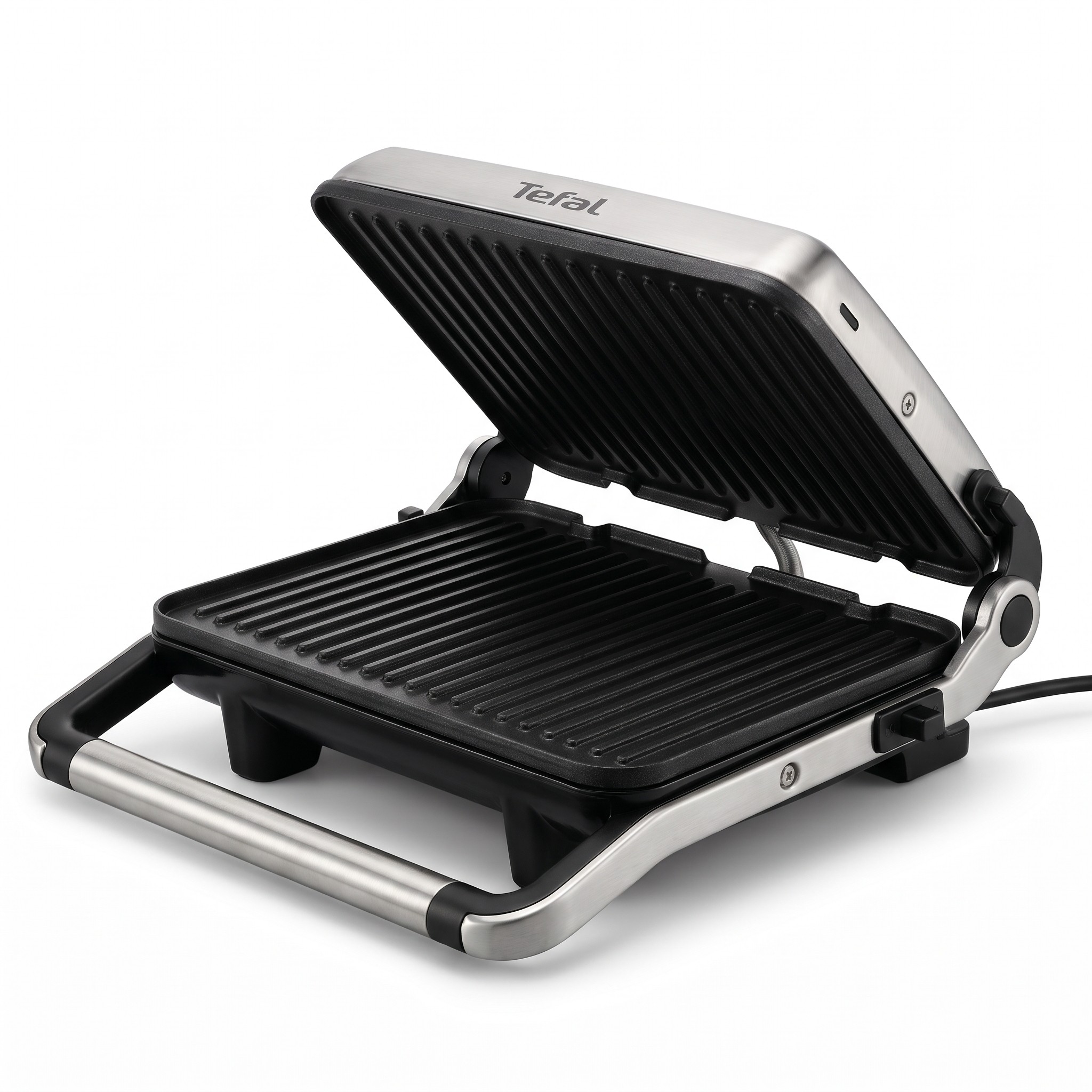 Tefal Inicio GC241D – kontaktní gril 2000 W s termostatem, nerez/černý