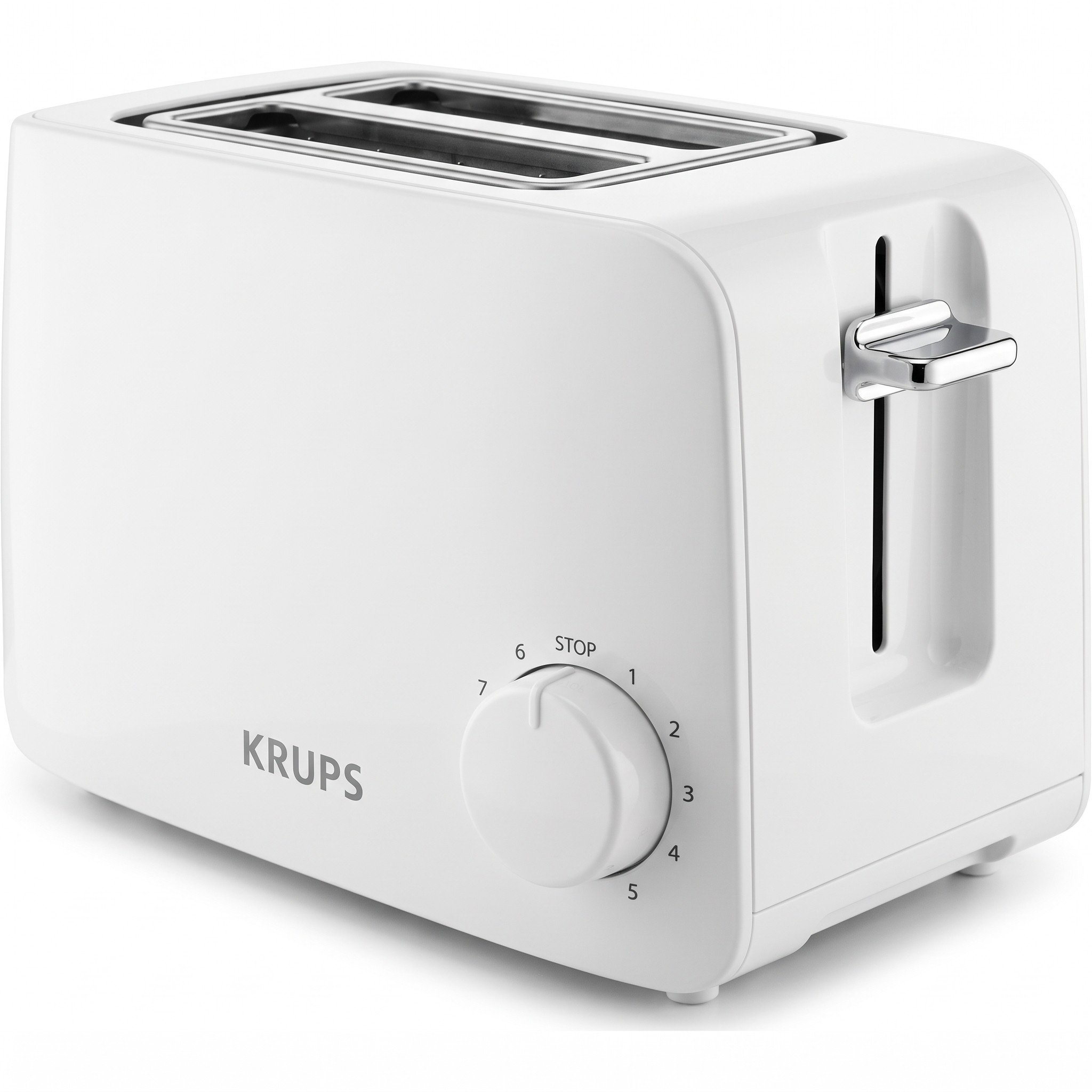 Krups ProAroma KH151110 – topinkovač na 2 toasty, 6 stupňů opékání, nástavec, bílý – rozbalené
