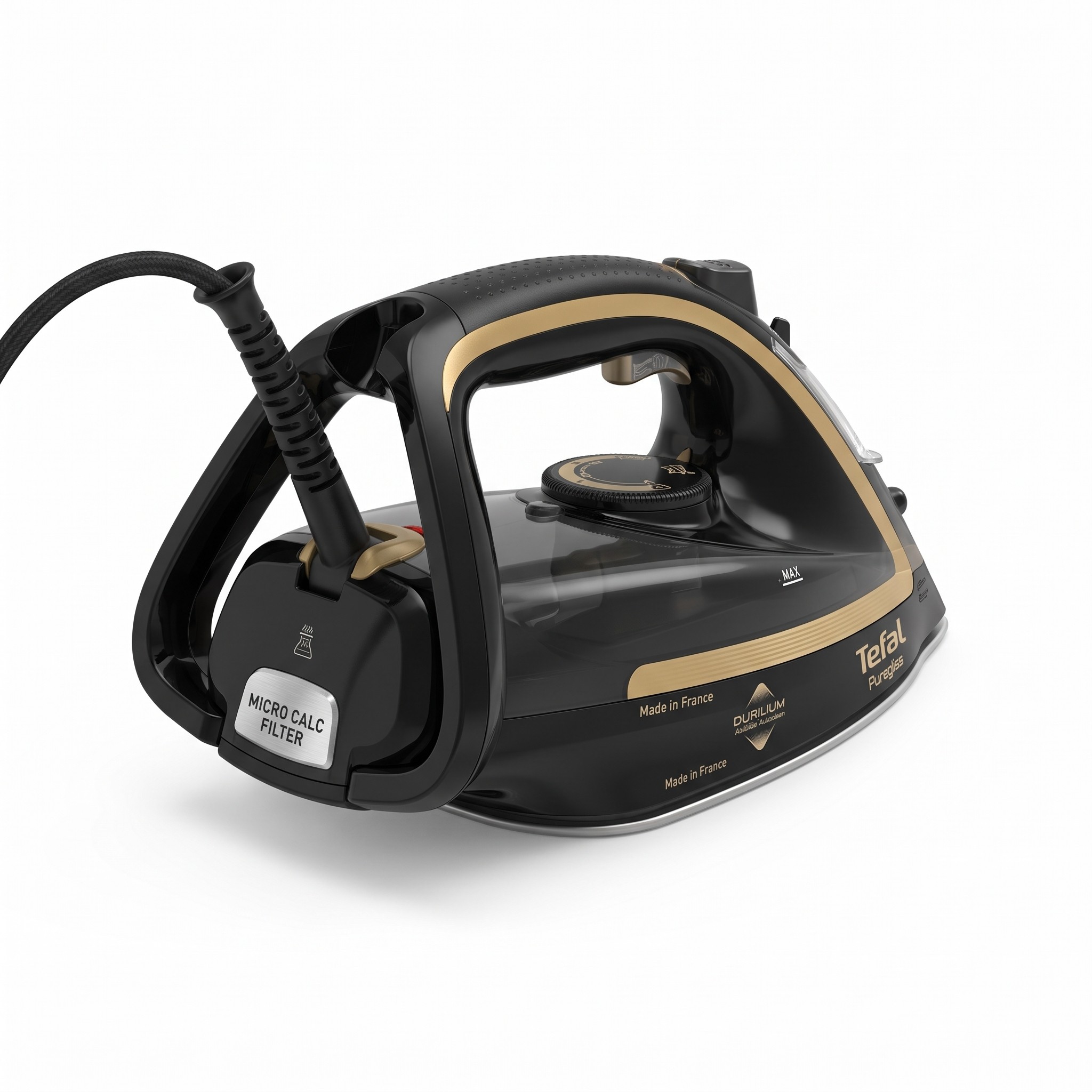 Tefal Puregliss FV8064 – napařovací žehlička 3000 W, parní ráz 280 g/min, černá/zlatá