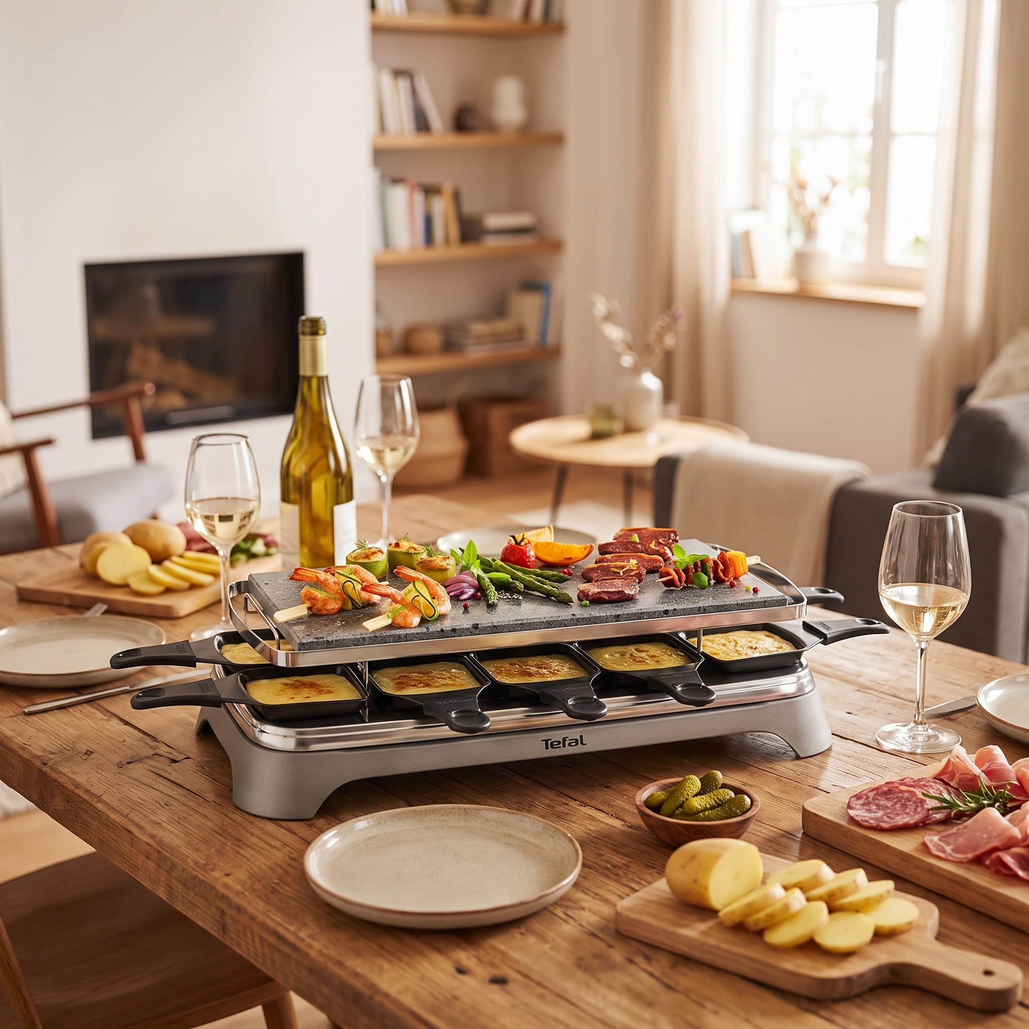 Tefal Pierrade PR457B – raclette gril s kamennou deskou pro 10 osob, 1350 W