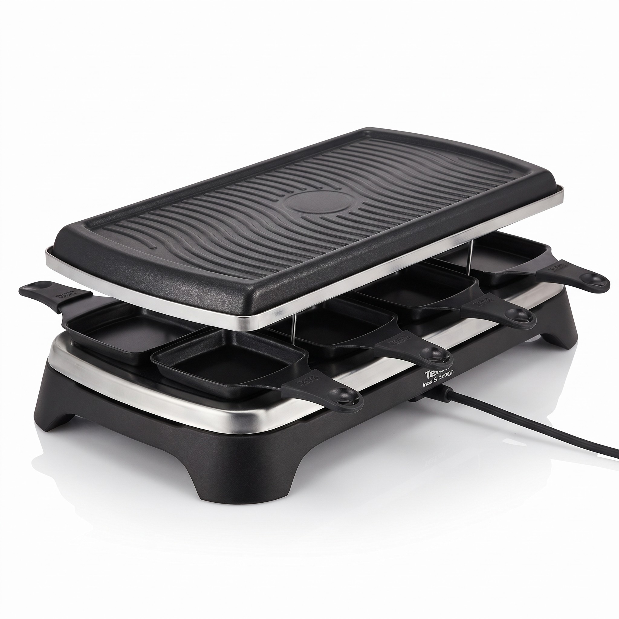 Tefal Ambiance RE4588 – raclette gril pro 10 osob s grilovací deskou, 1350 W – rozbalené