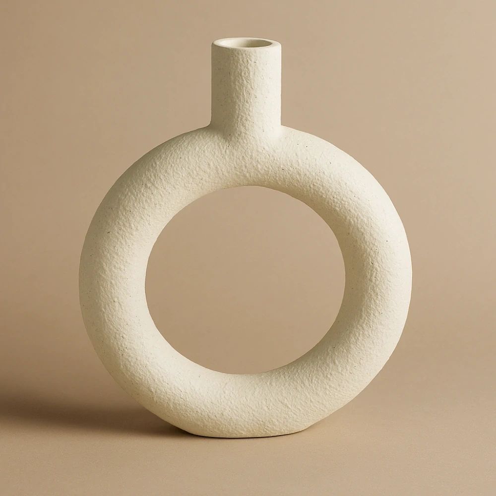 Present Time – Vase Ring Oval Round Polyresin Ivory 18x35x22,5 cm