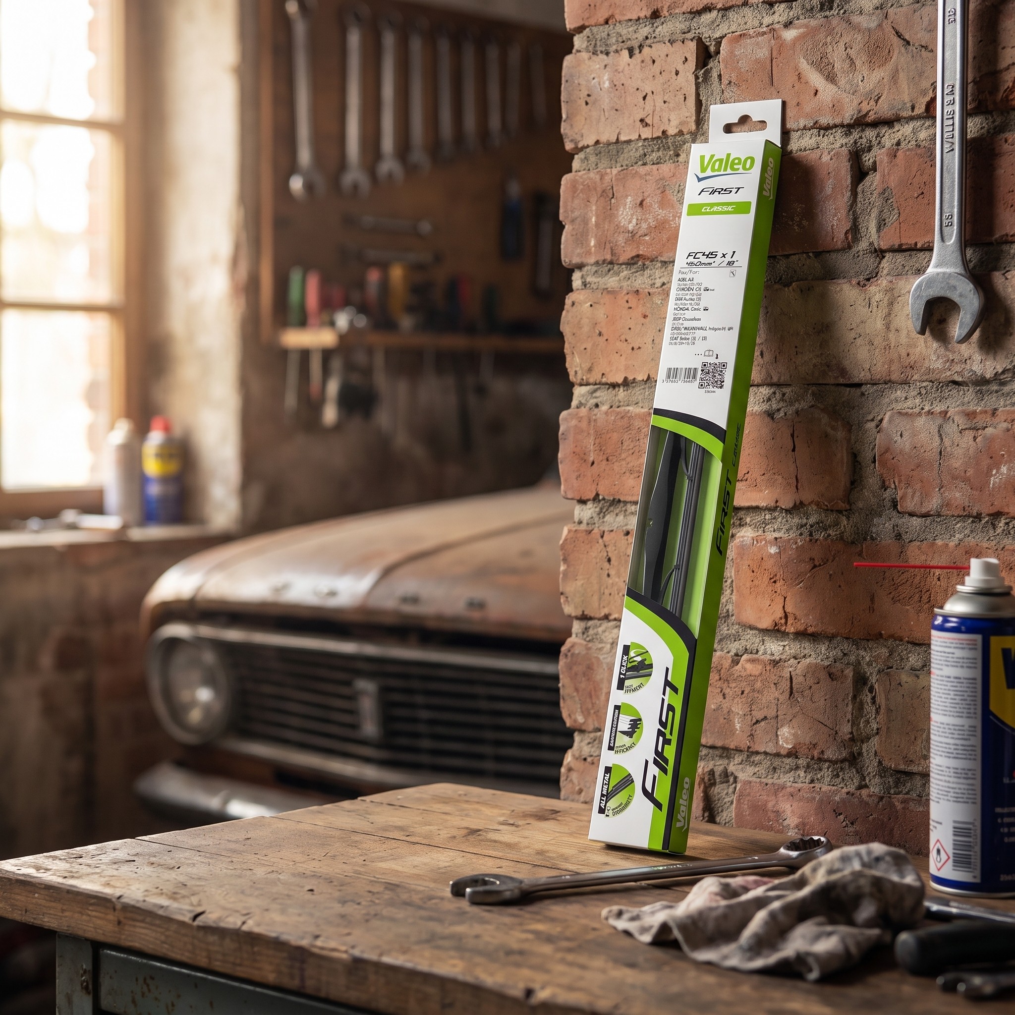 Valeo First VF45 575545 – klasický stěrač 450 mm s adaptérem U – rozbalené