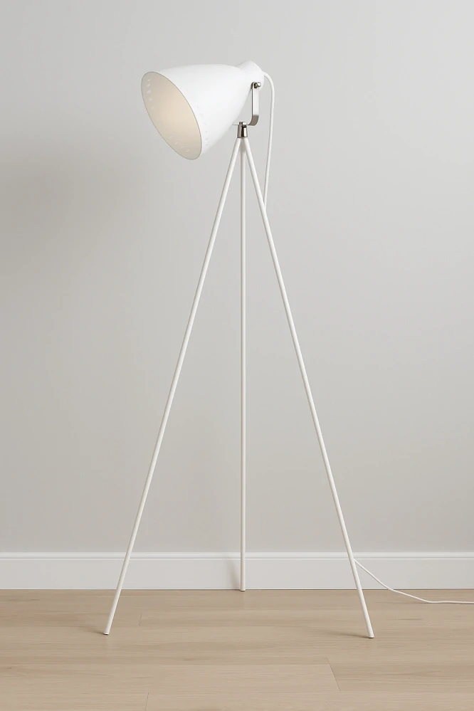Stojací lampa Mingle 3 nohy kovová bílá, nikl