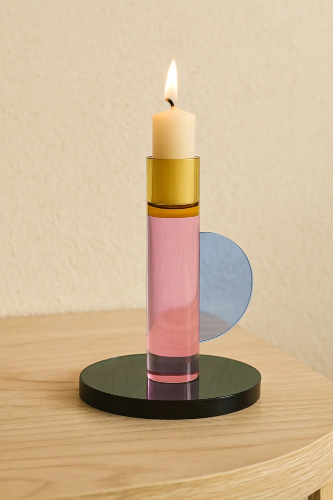 Hübsch – Astro, křišťálový svícen, průměr 10 cm, růžový