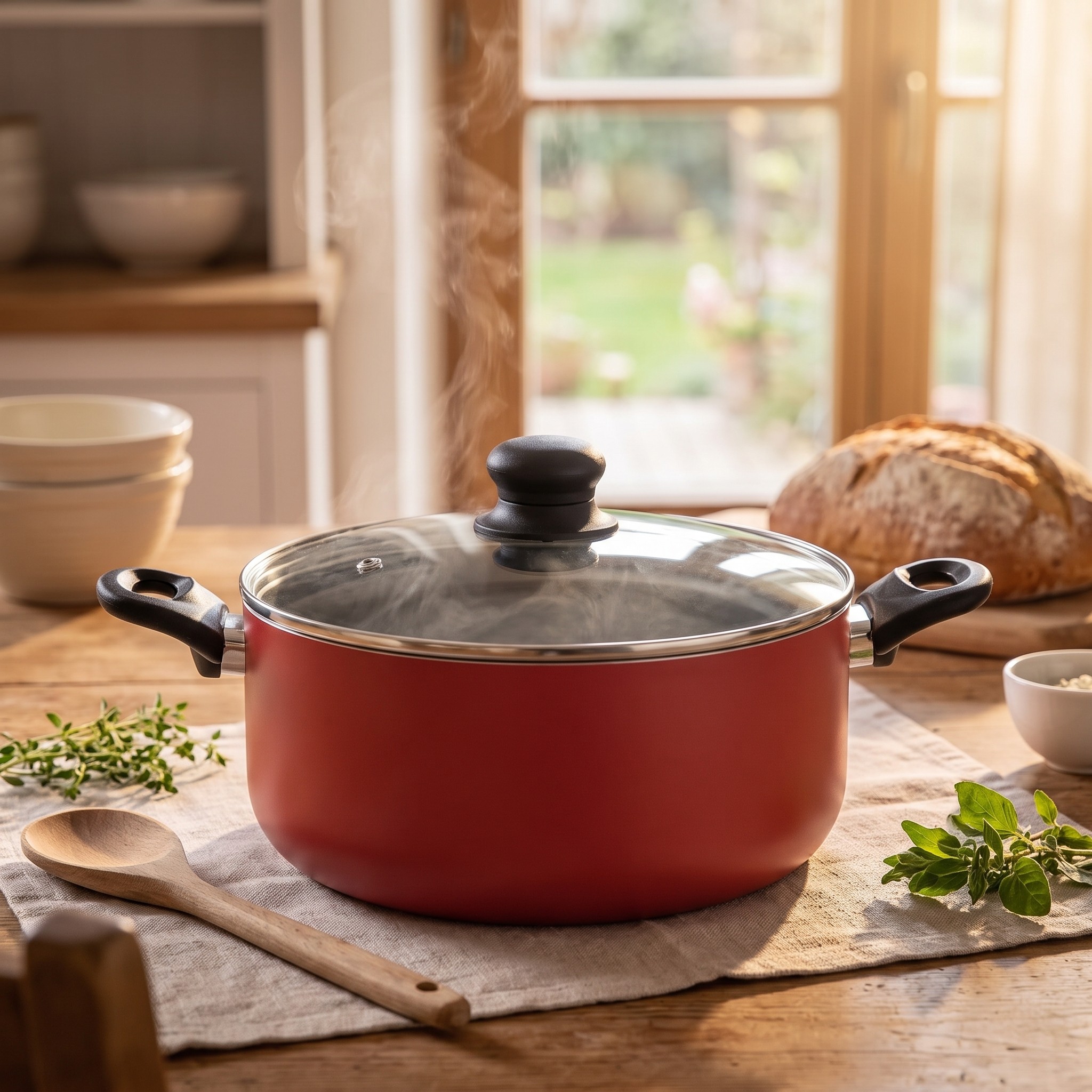 Livoo MEP151R – hliníkový hrnec s poklicí 28 cm, 7 l, nepřilnavý povrch, indukce