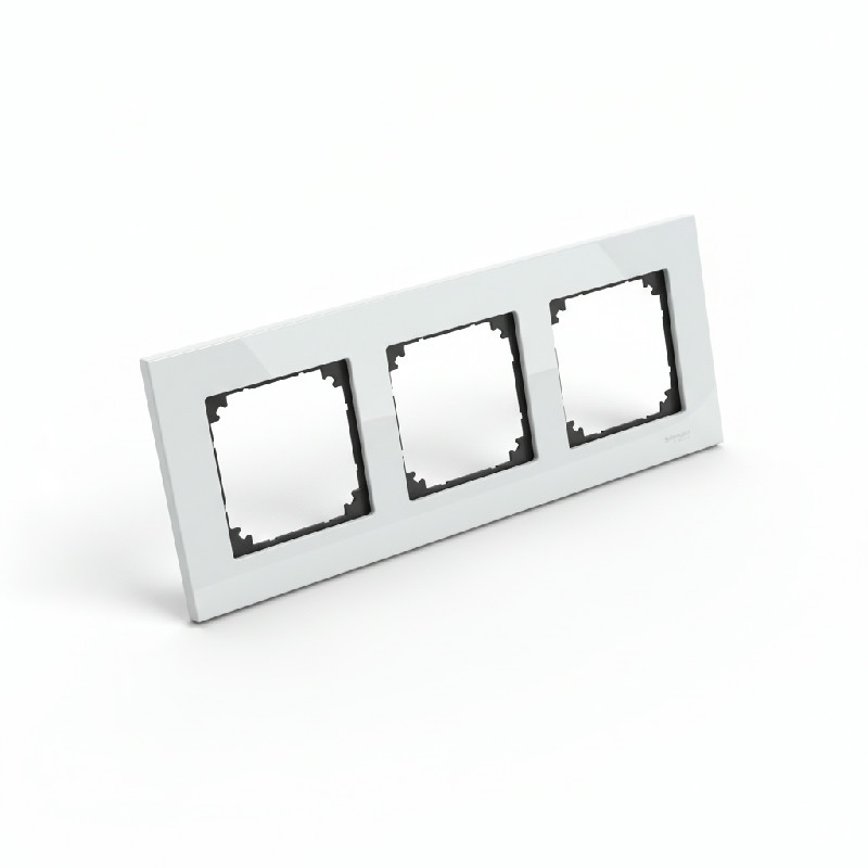 SAPTNY FOTO A POPIS Schneider Electric Merten M-Elegance trojrámeček Diamond Silver MTN4030-3260
