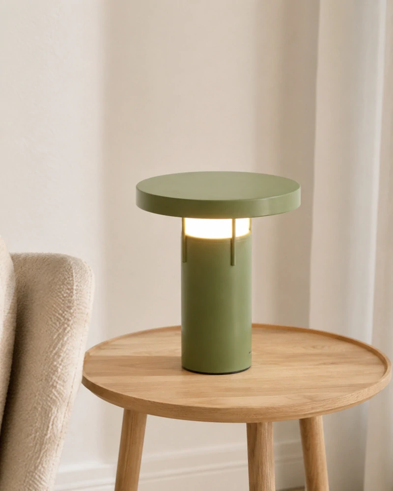 Hübsch – Bringme, zelená kovová nabíjecí stolní LED lampa, 28 cm