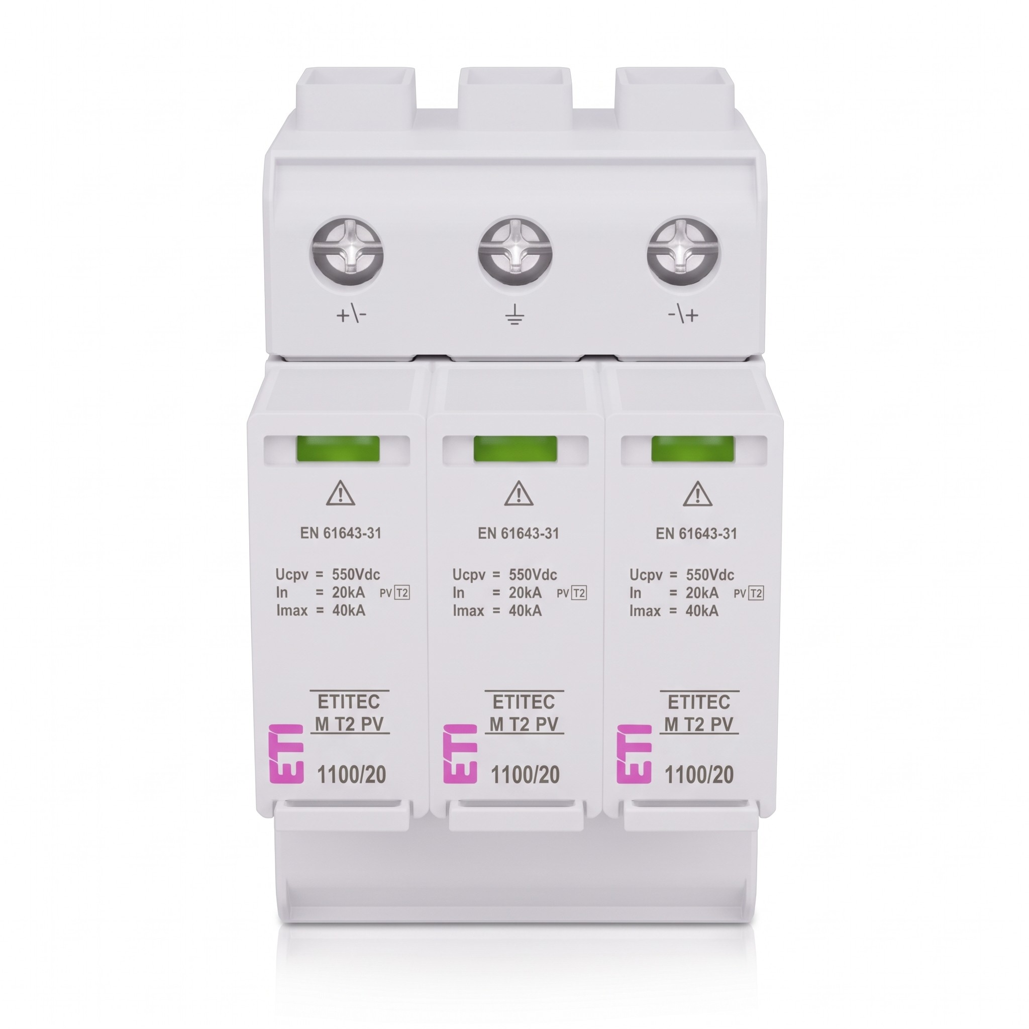 ETI – Svodič přepětí ETITEC M T2 PV 1100/20 Y, typ 2, 1100 V DC, 20 kA