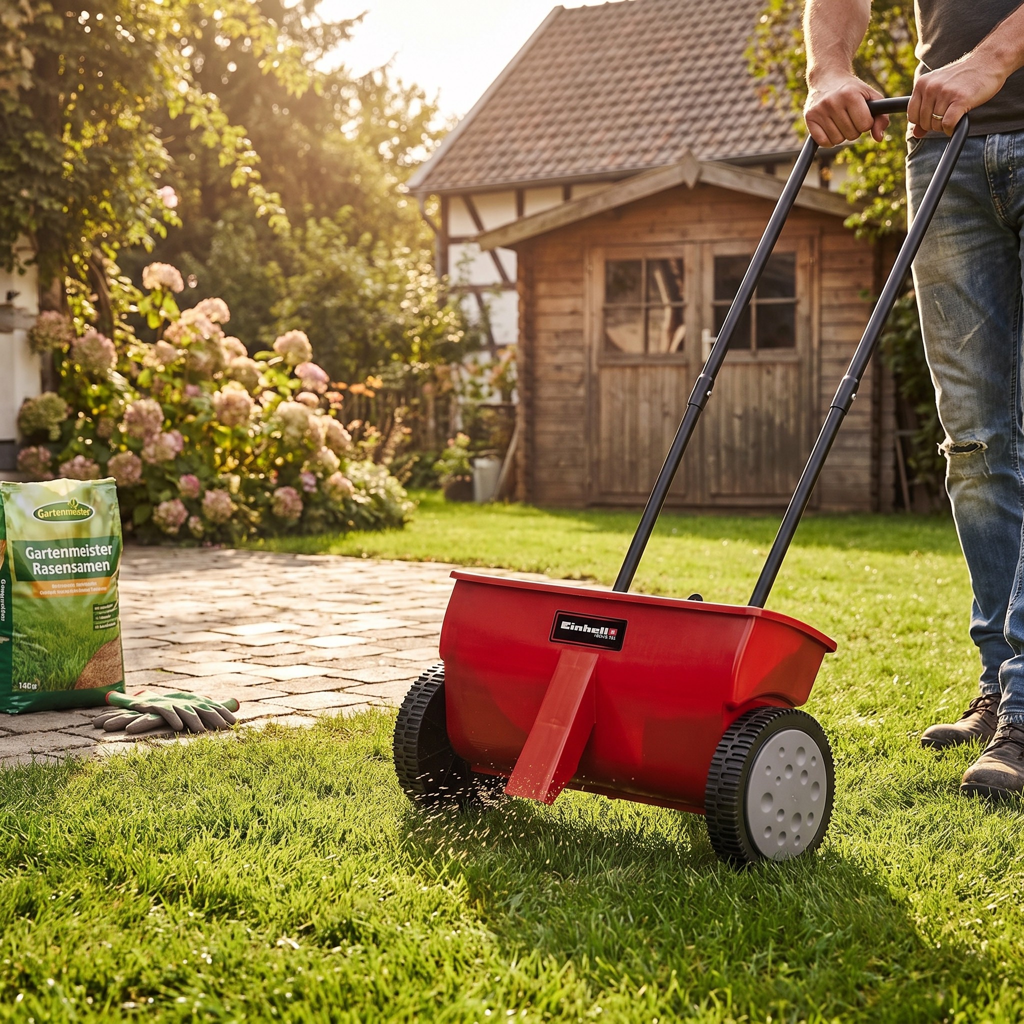 Einhell GC-SR 12 – posypový vozík na hnojivo a osivo, 12 l, záběr 45 cm