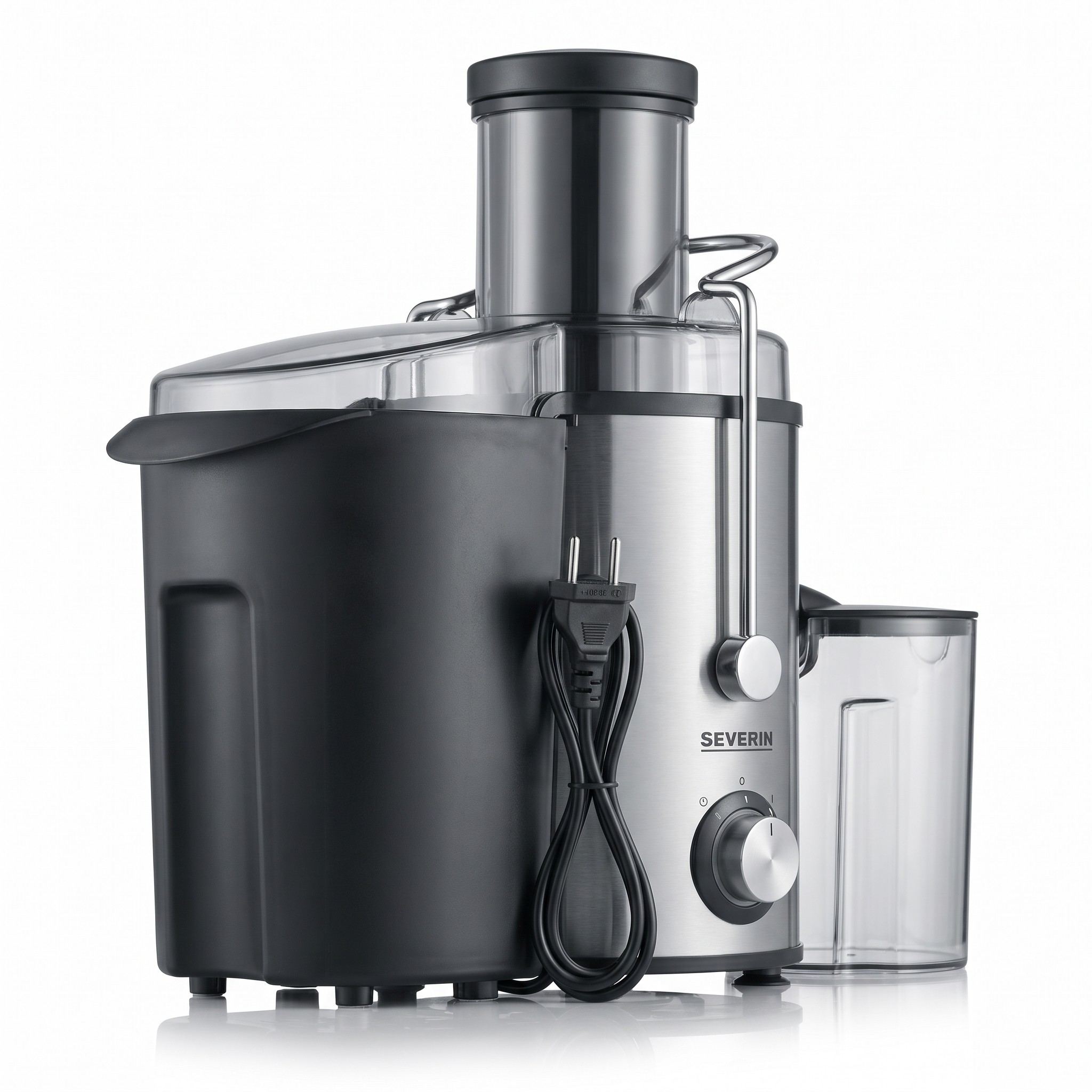 SEVERIN ES 3566 – odšťavňovač ovoce a zeleniny 400 W, XXL plnicí otvor, nerez/černý