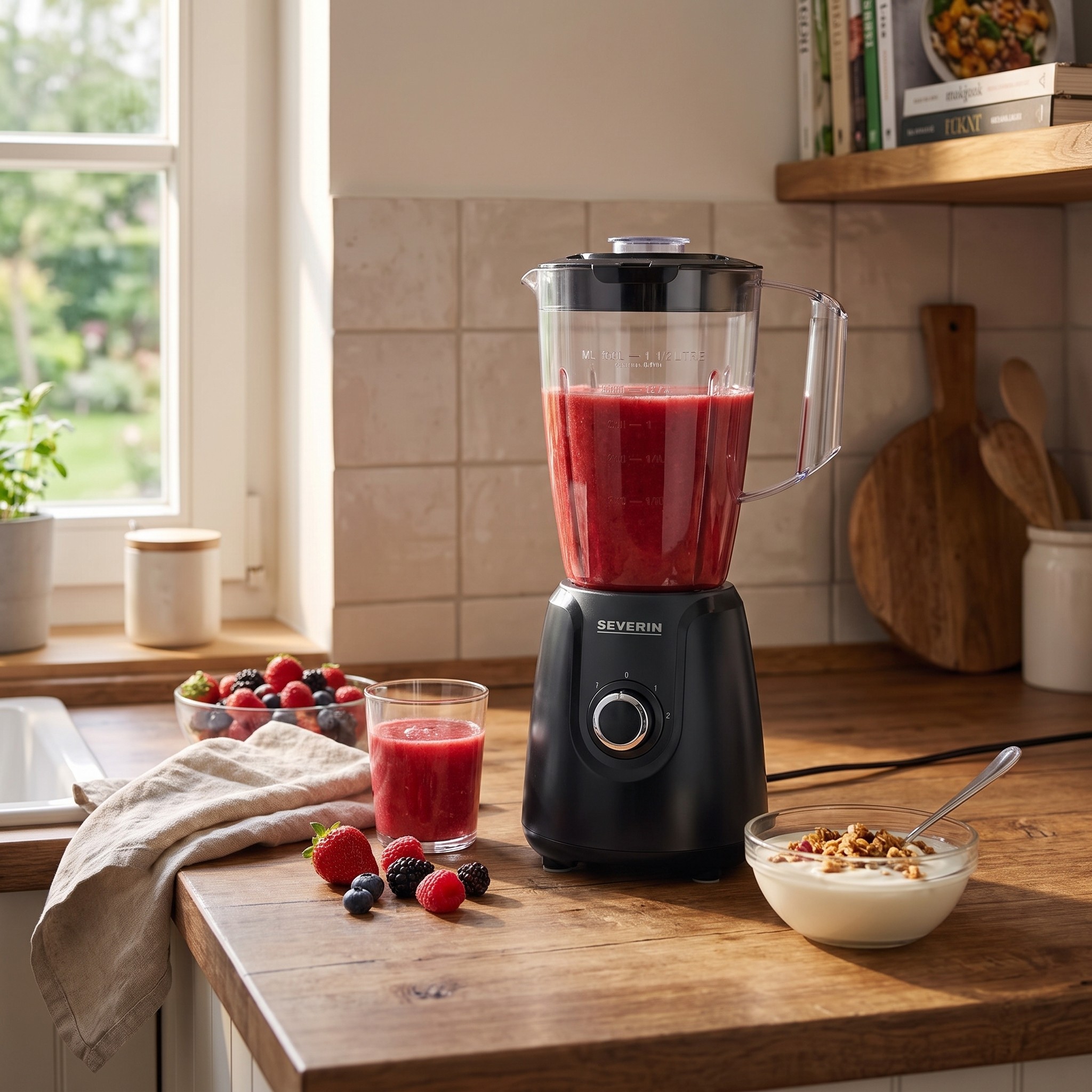 SEVERIN SM 3707 – stolní mixér 600 W, nádoba 1,5 l Tritan, černý