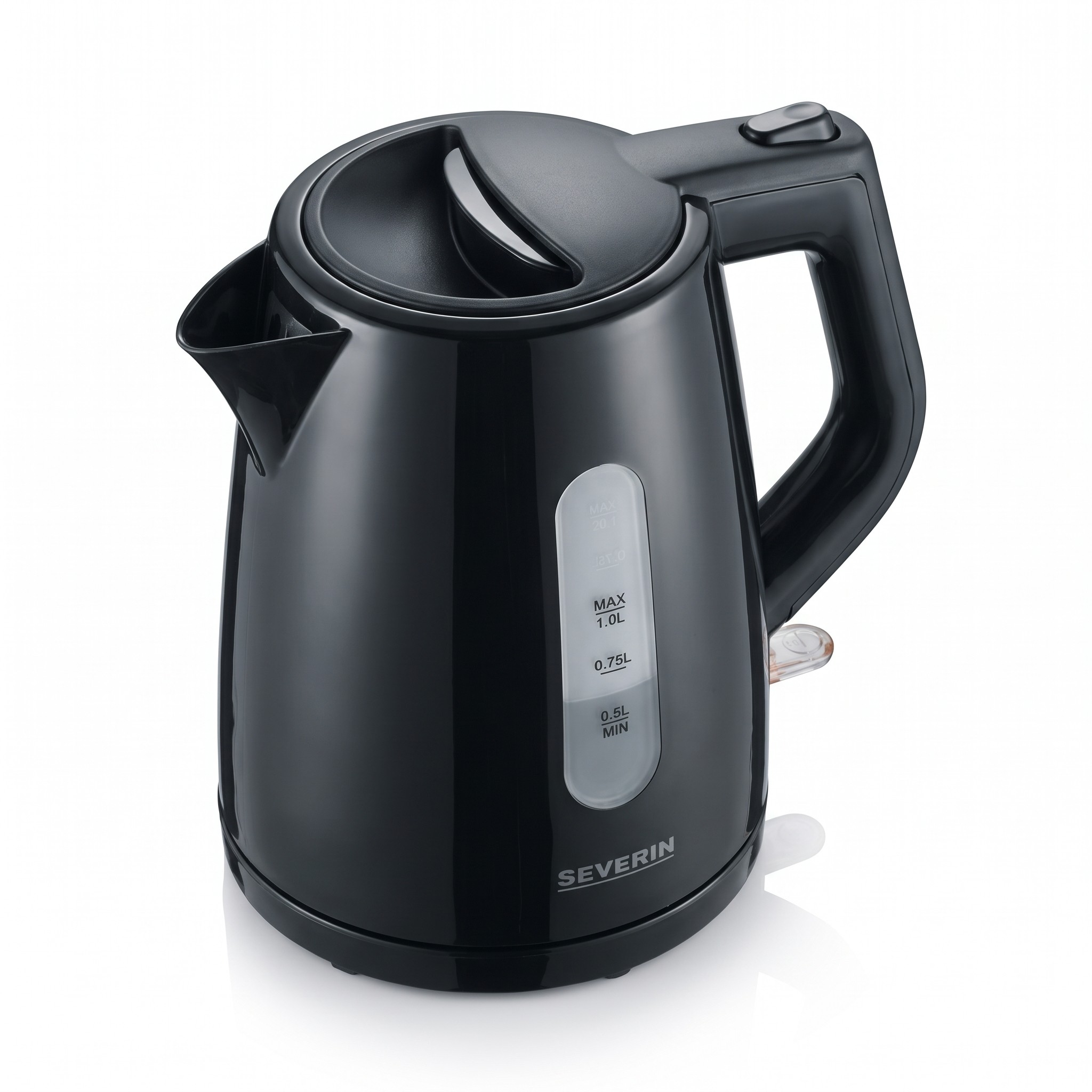 Severin WK 3410 – kompaktní rychlovarná konvice 1,0 l, 2200 W, černá – použité