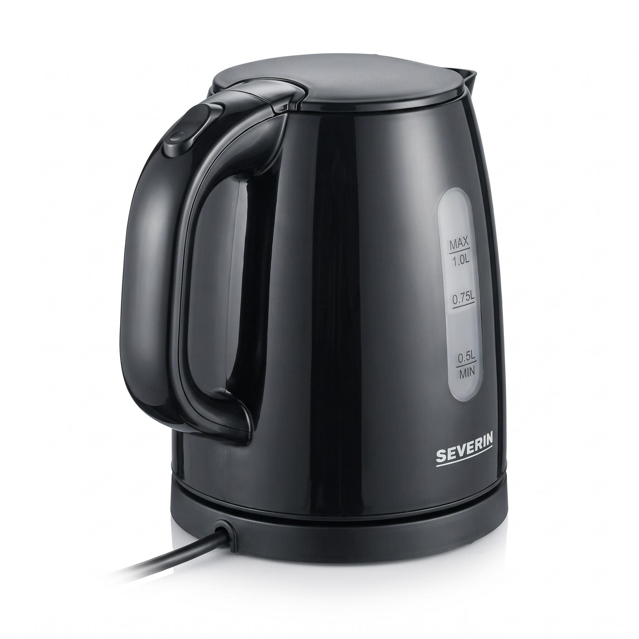 Severin WK 3410 – kompaktní rychlovarná konvice 1,0 l, 2200 W, černá – použité