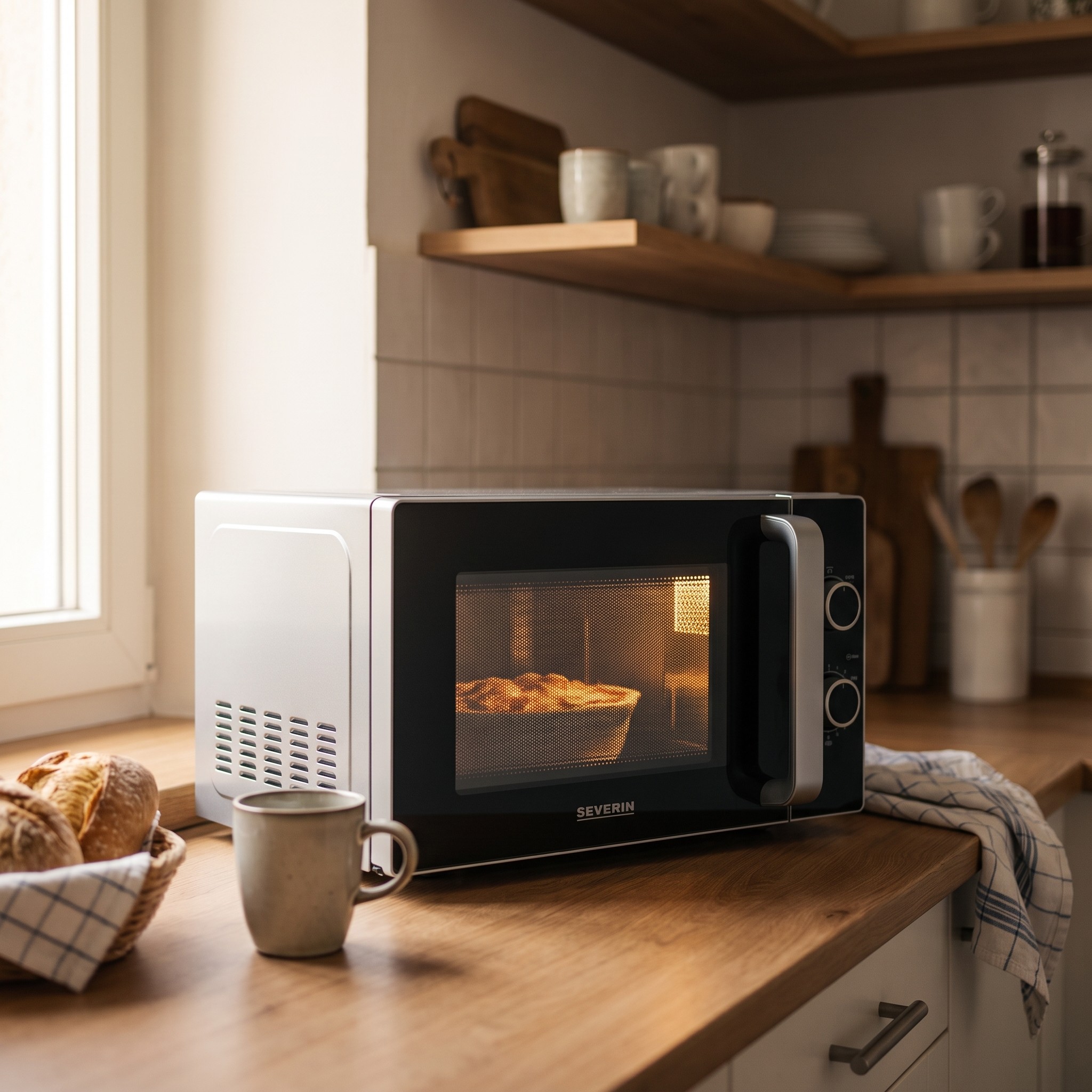 SEVERIN MW 7771 – mikrovlnná trouba s grilem 2v1, 20 l, 700 W, stříbrná