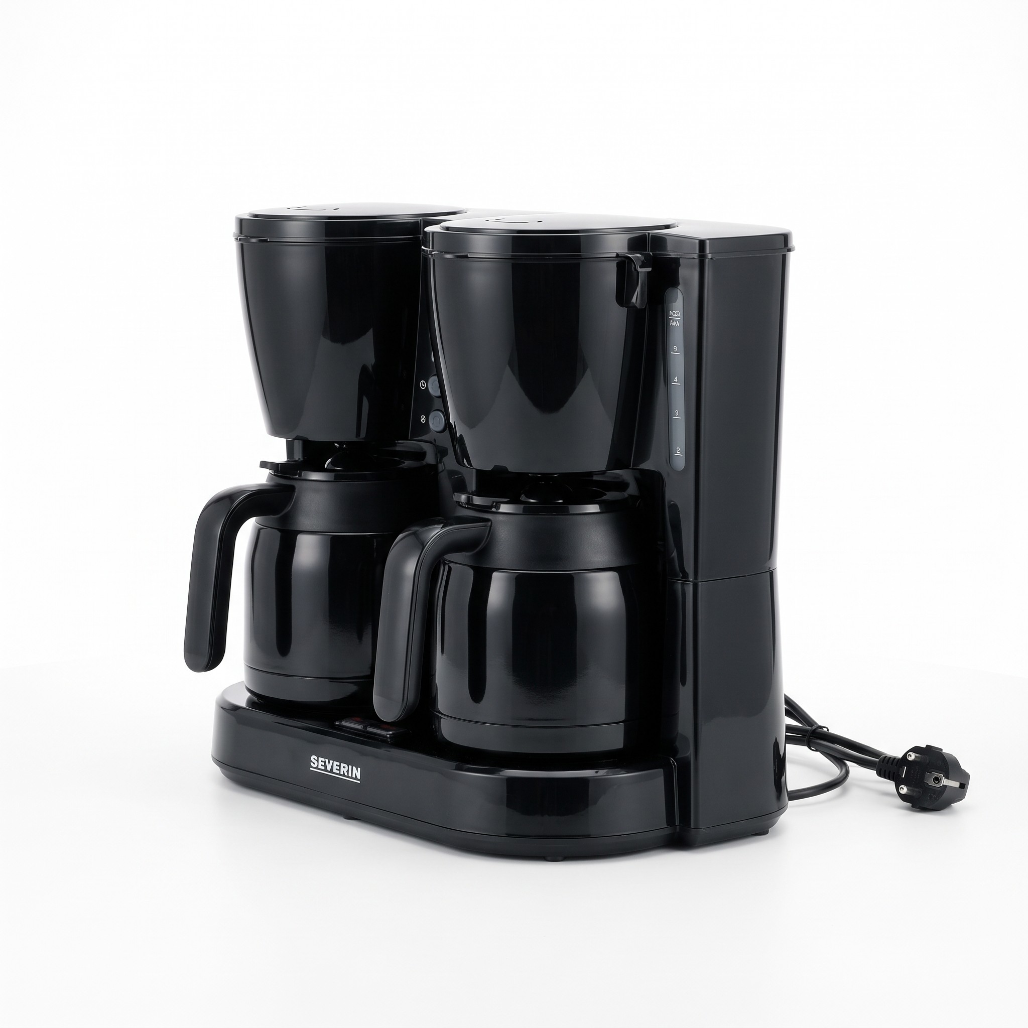 Severin KA 9315 Duo – filtrační kávovar se 2 termokonvicemi, až 16 šálků, 2000 W, černý – použité
