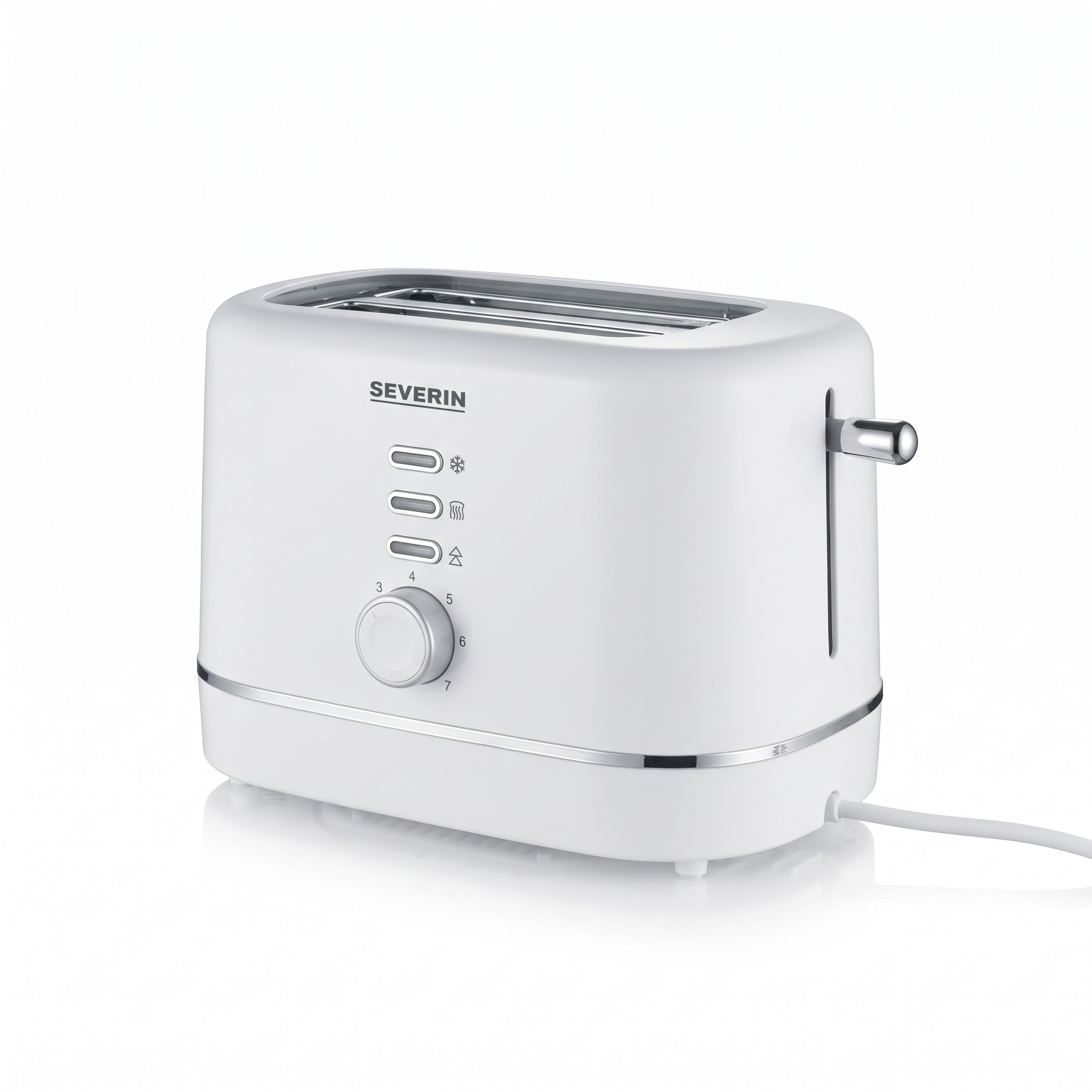 SEVERIN AT 4324 – automatický topinkovač na 2 plátky, nástavec na pečivo, 850 W, bílý – použité