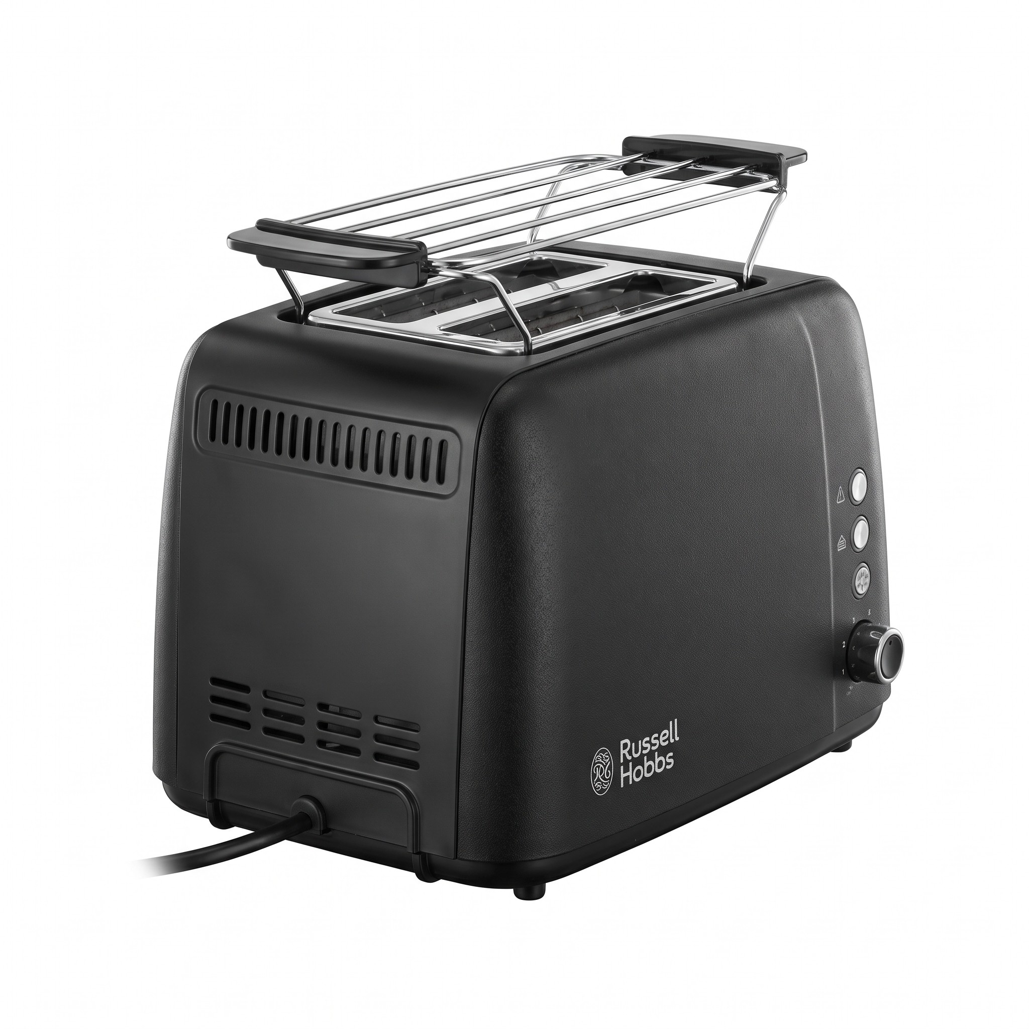 Russell Hobbs Textures+ 22601-56 – topinkovač se 2 extra širokými otvory a kleštěmi, černý – rozbalené