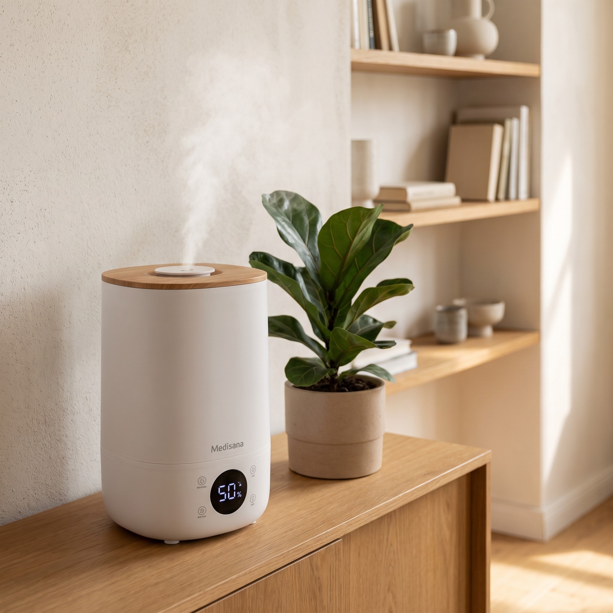 Medisana AH 680 – ultrazvukový zvlhčovač vzduchu 3v1 s UV-C, aroma a světlem, 2,6 l – rozbalené