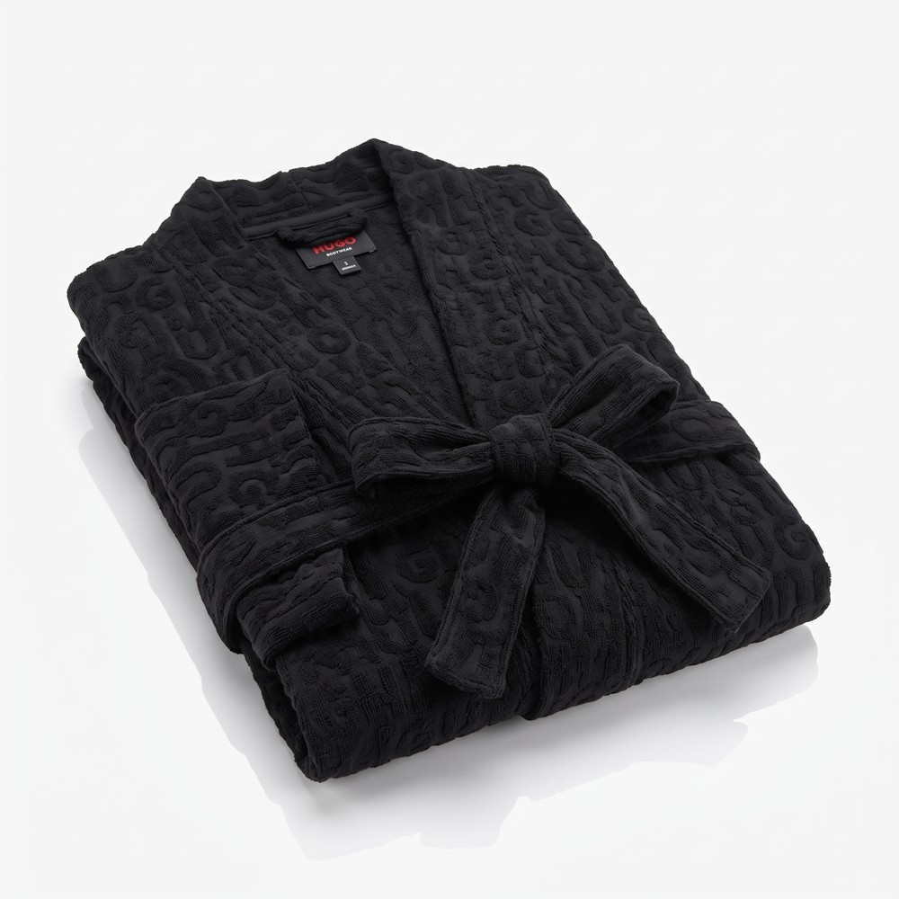 HUGO Terry Gown 50483852 – dámský froté župan, relaxed fit, černý