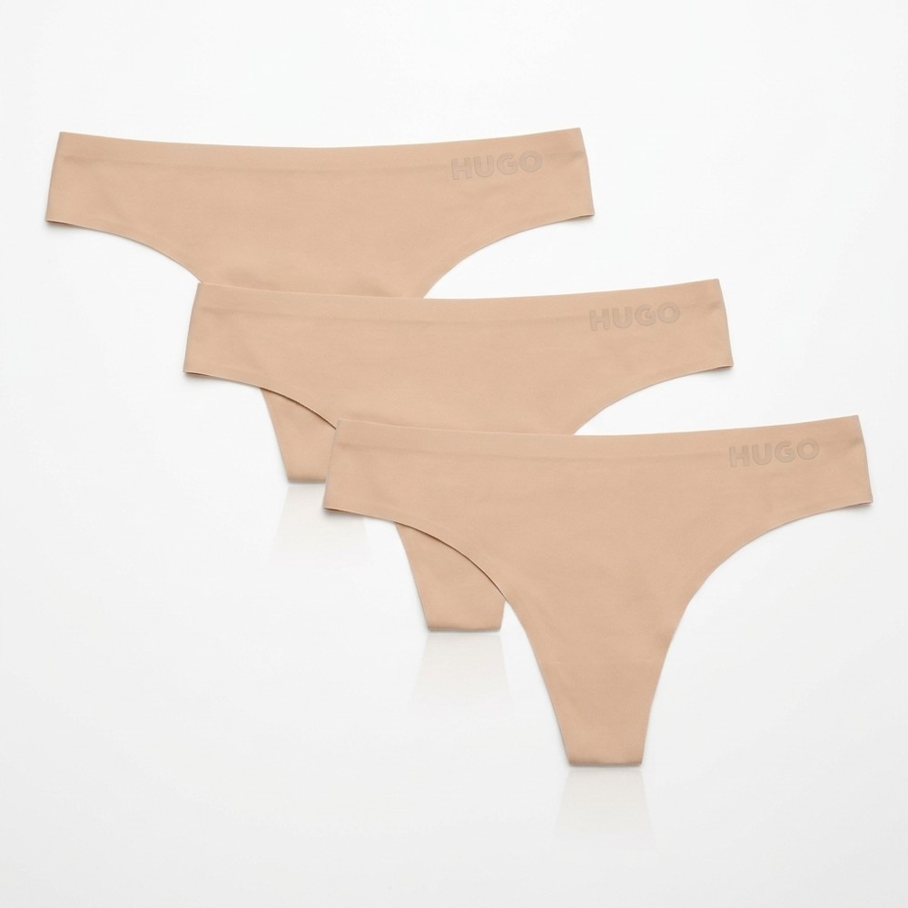 HUGO 50492489 271 – dámská tanga 3-pack, laserem řezaná, tělová
