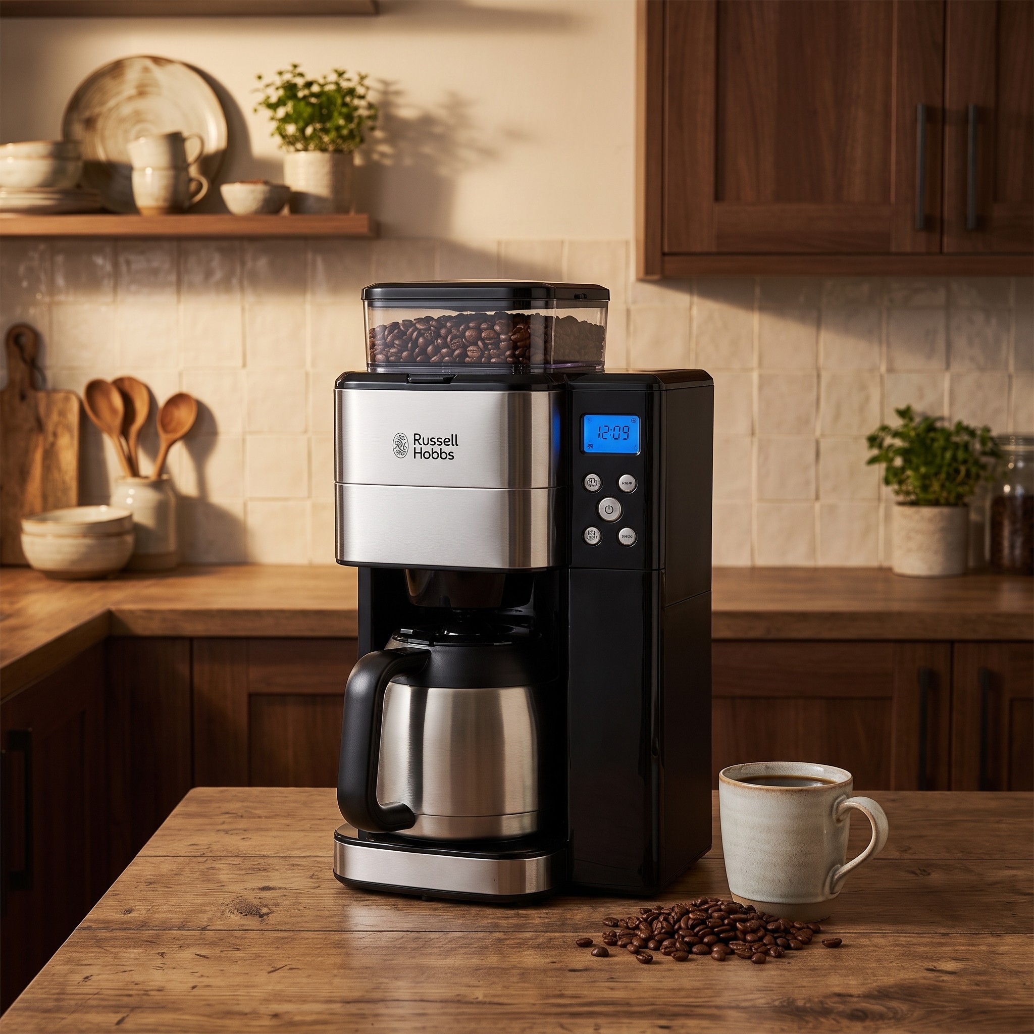 Russell Hobbs Grind & Brew 25620-56 – kávovar s mlýnkem a termokonvicí 1,25 l, 1000 W