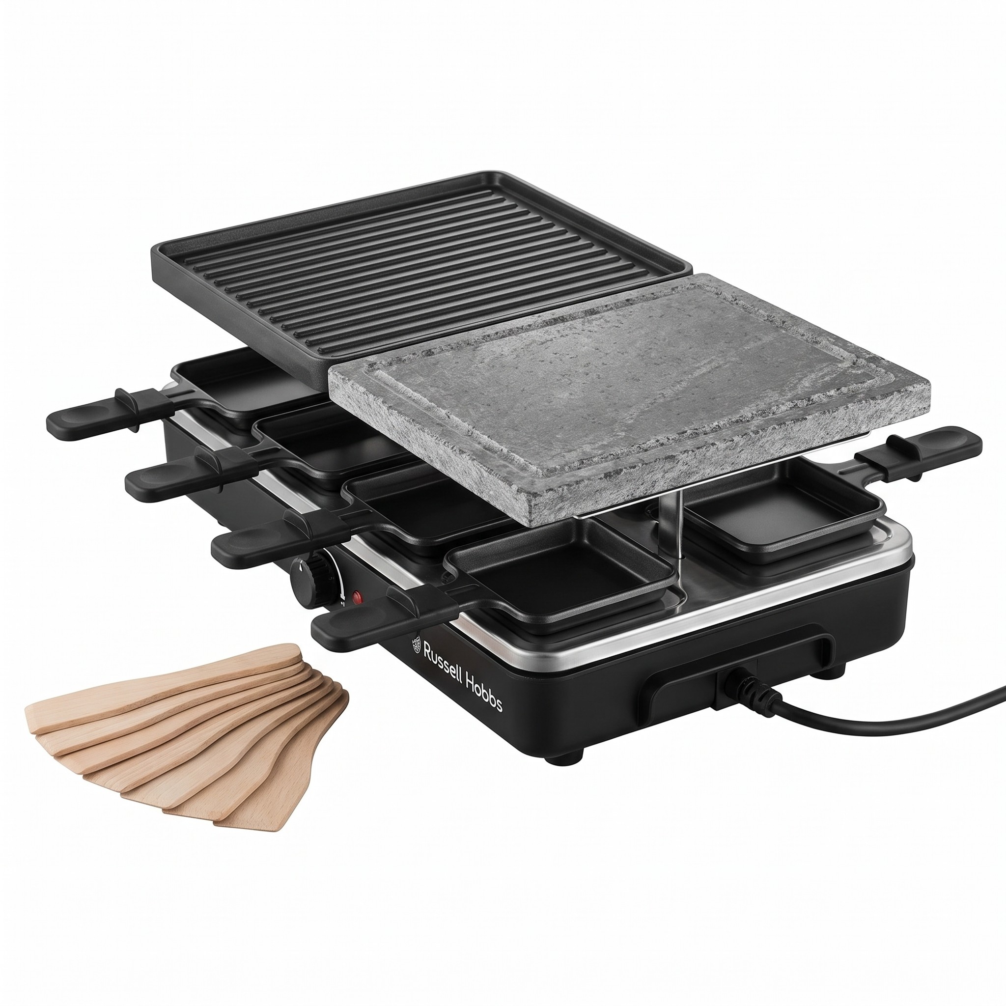 Russell Hobbs 26280-56 – raclette gril 3v1 pro 8 osob, přírodní kámen, 1400 W