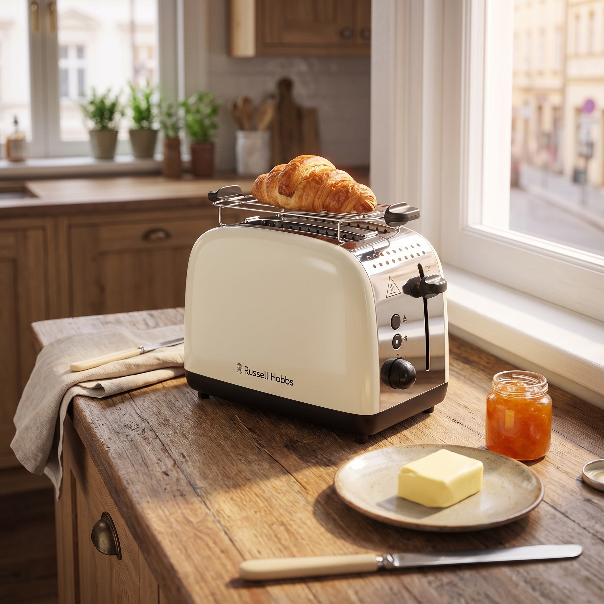 Russell Hobbs Colours Plus+ 26551-56 – topinkovač na 2 plátky, 1600 W, krémový