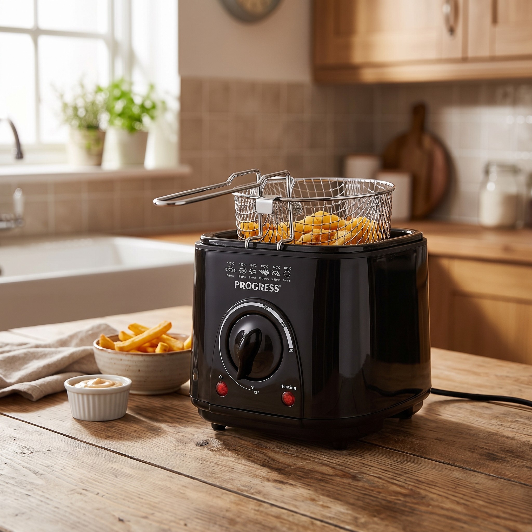 Progress EK2969PBLKVDE – mini fritéza 1 l, 950 W, s pachovým filtrem, černá
