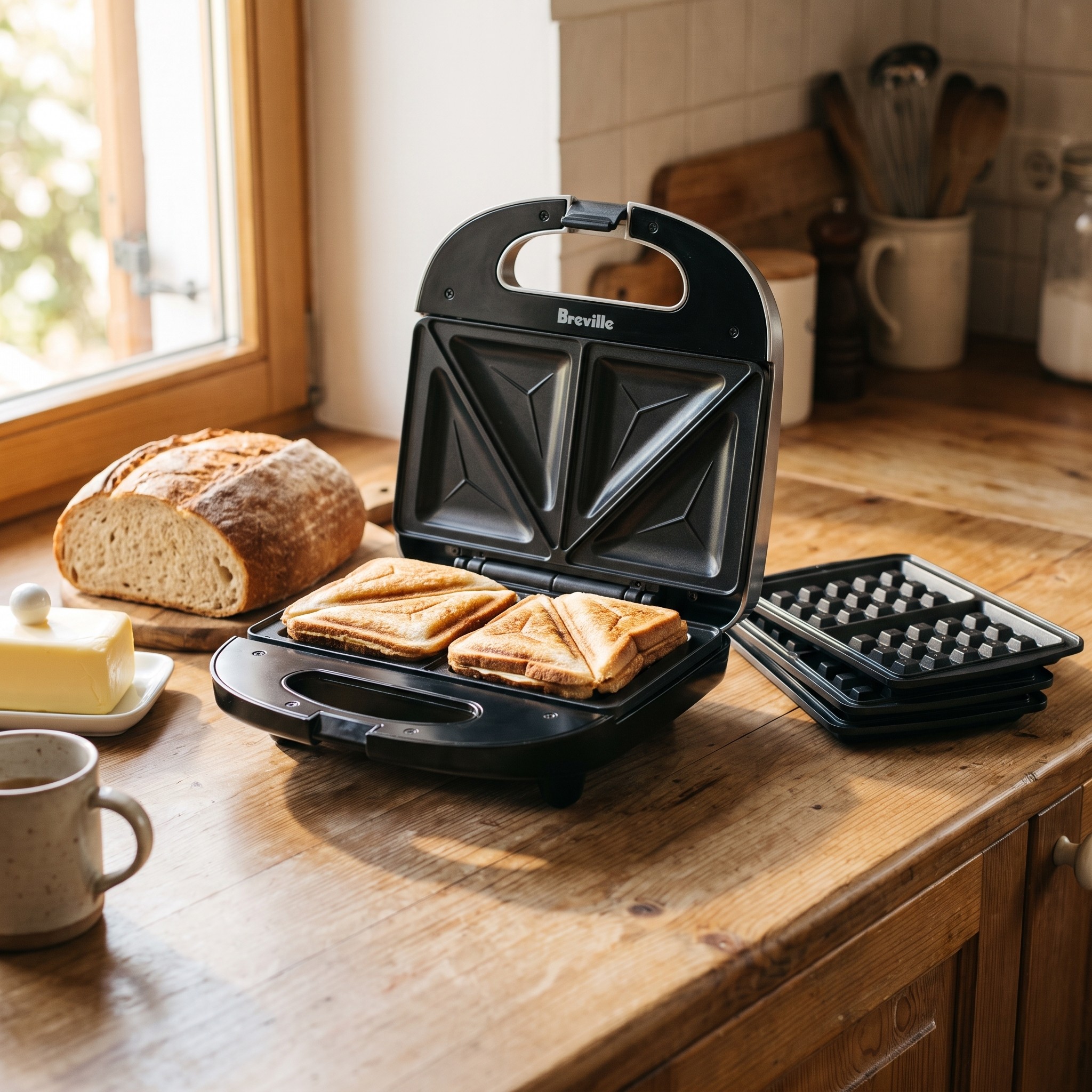 Breville VST098X – sendvičovač 3v1 na sendviče, vafle a panini, 850 W