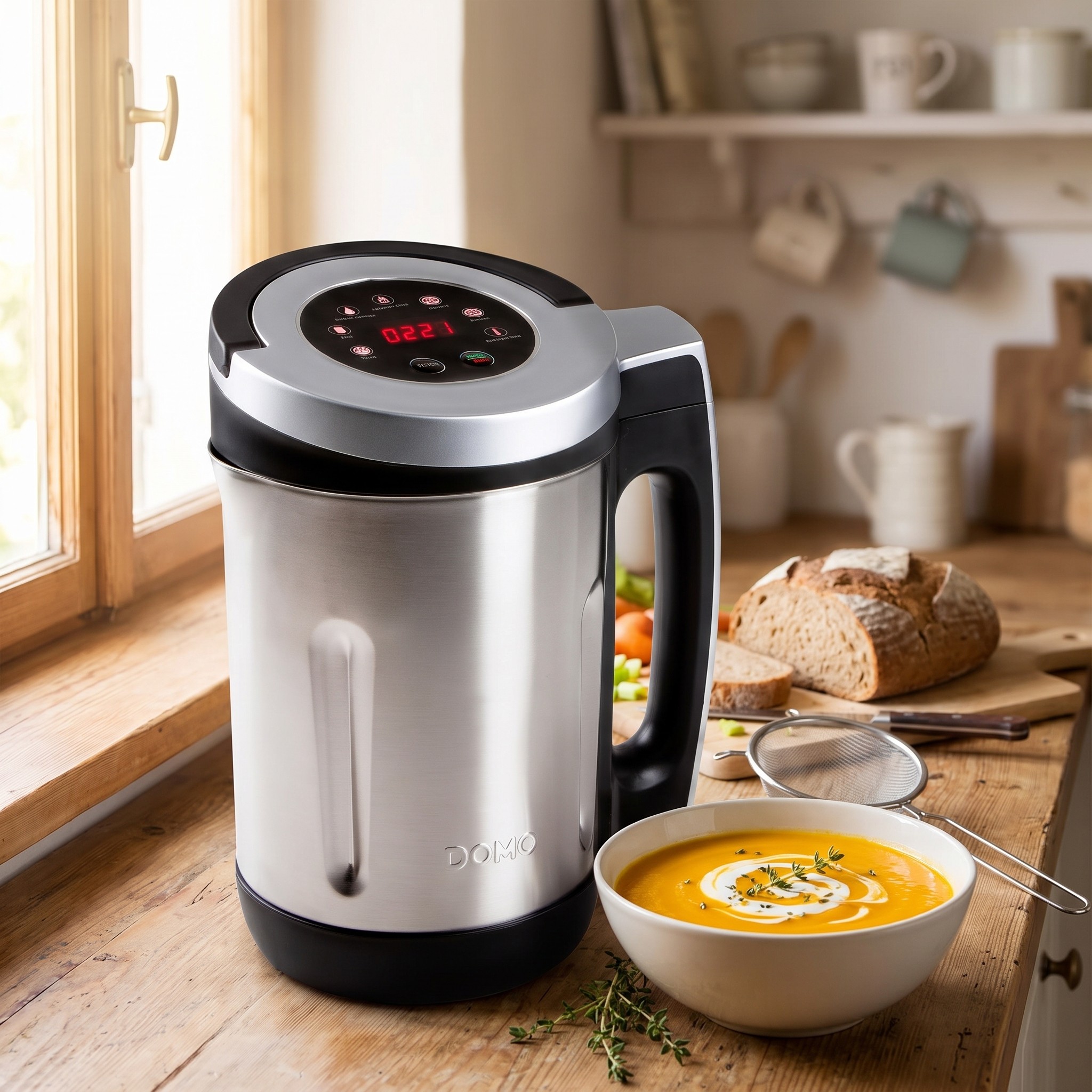 DOMO DO716BL – polévkovar s mixérem 2,2 l, 7 programů, nerezový