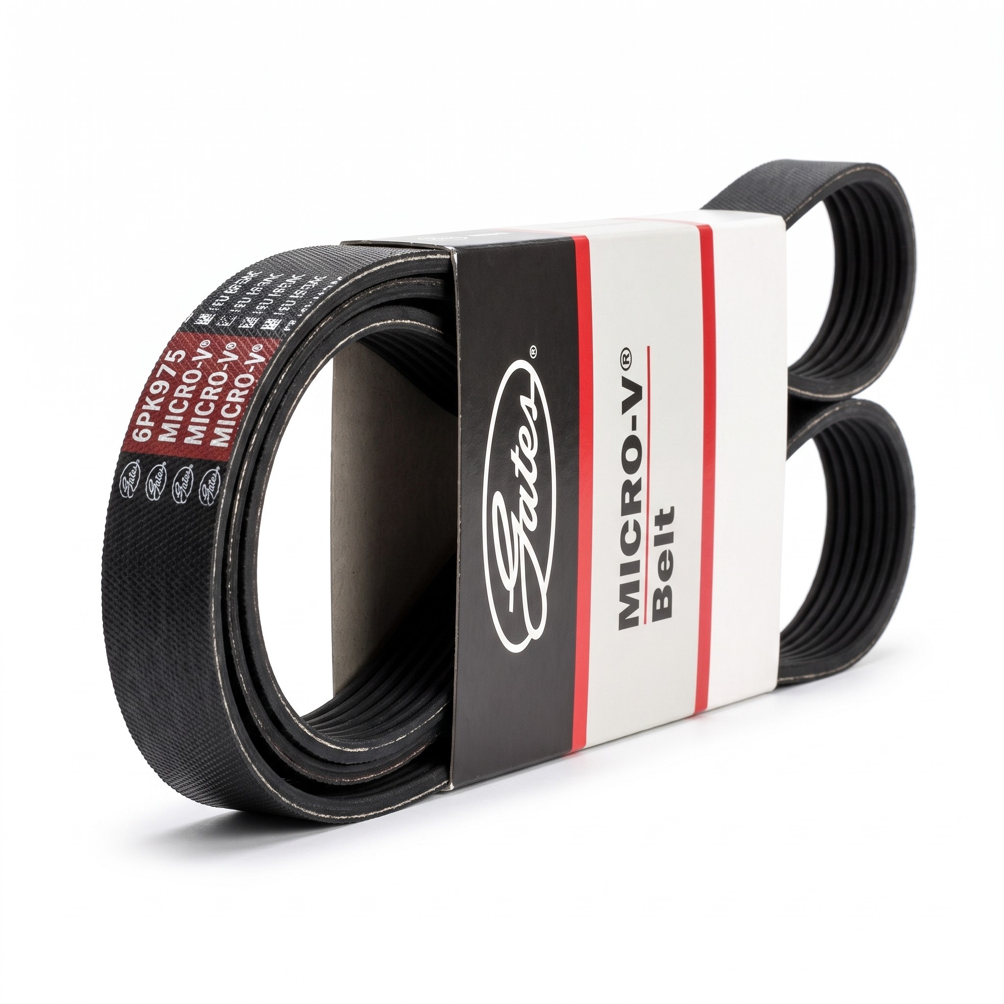 Gates 6PK975 – drážkový (žebrový) řemen Micro-V, 6 žeber, délka 975 mm