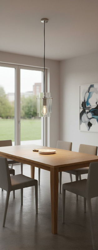 Závěsná lampa Hübsch skleněná se stříbrným držákem 25 cm