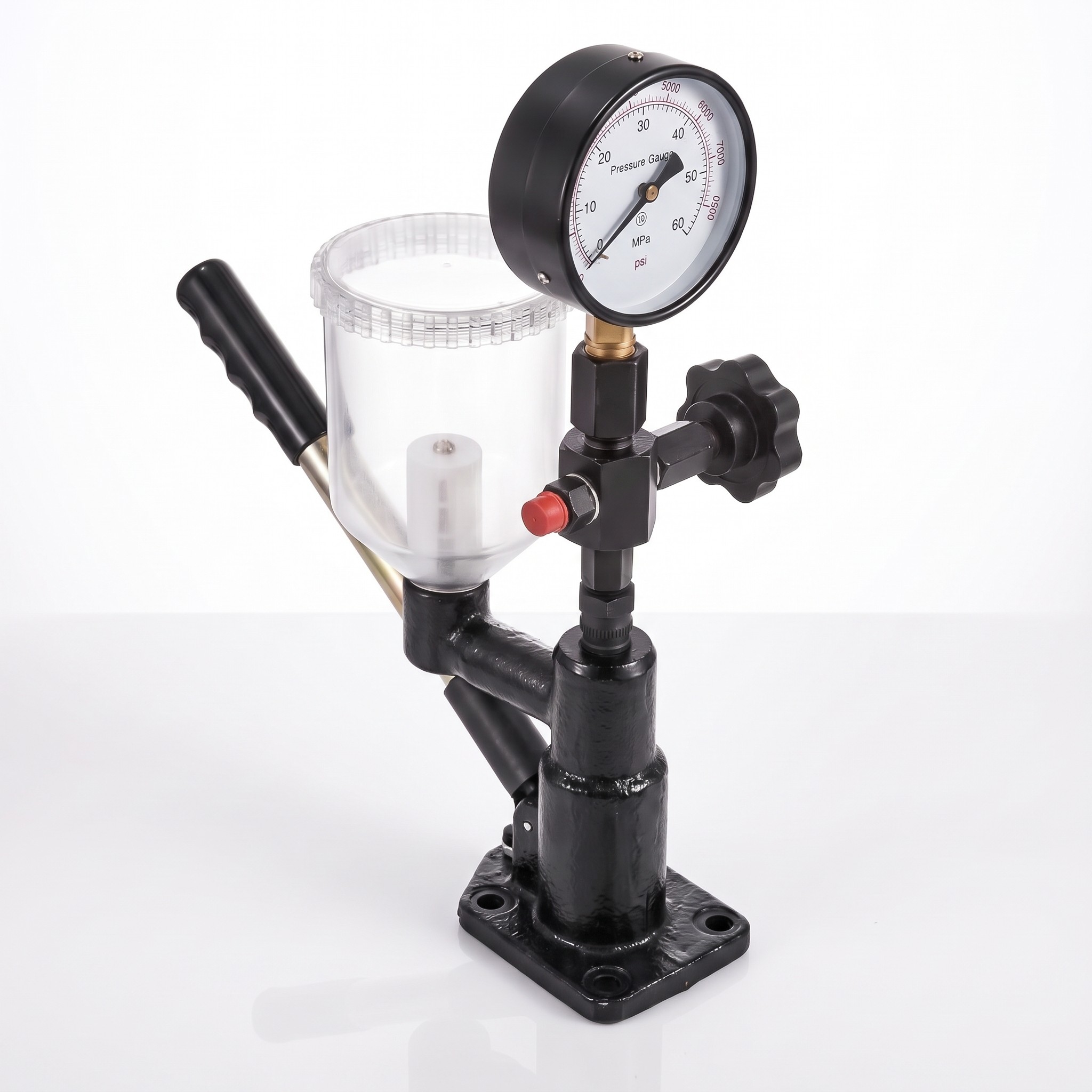 VEVOR tester vstřikovačů naftových motorů 0–600 bar – zkušební stolice, nádobka 0,8 l – použité