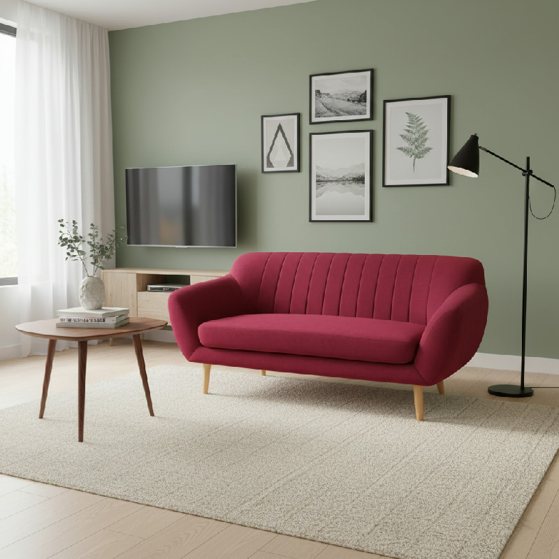 Tmavě růžová dvoumístná pohovka se světlými nohami Mazzini 