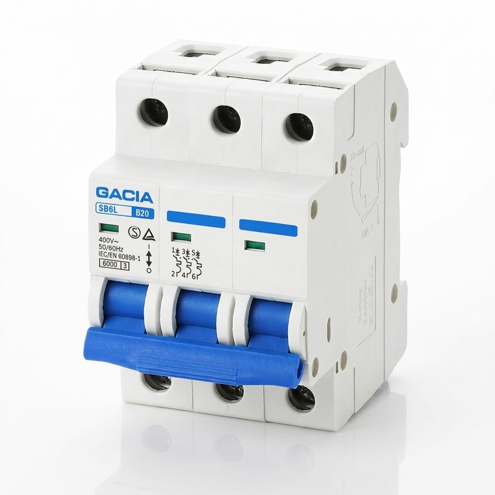 Gacia SB6L-B 3P 20A – jistič 3pólový B20, 6 kA
