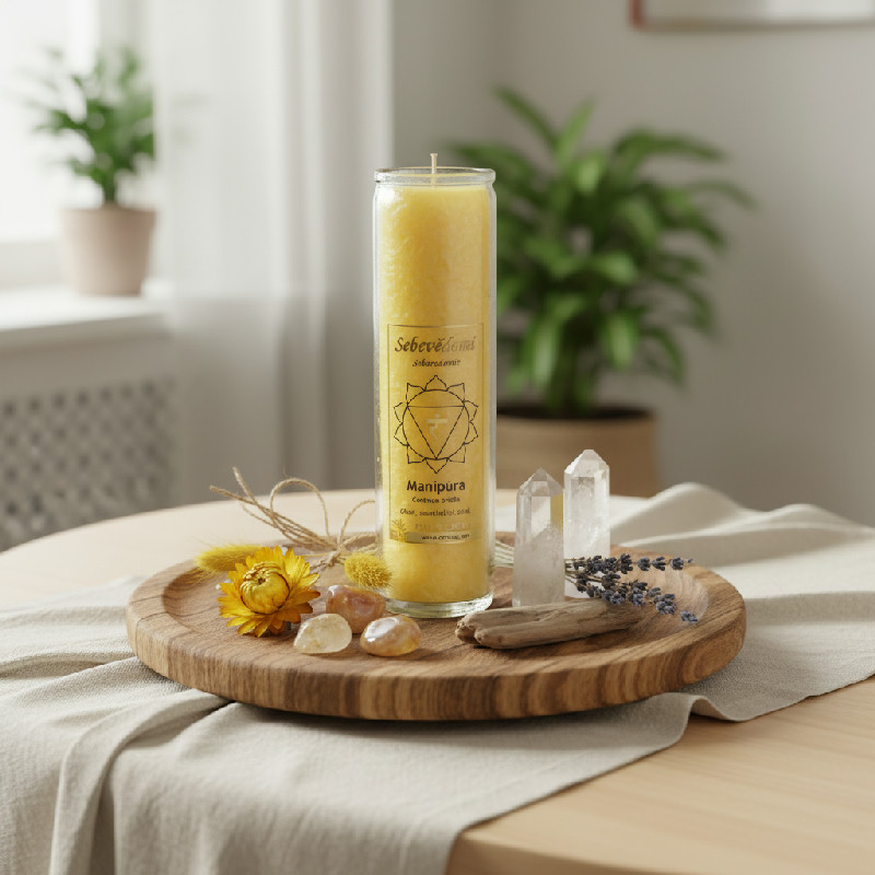 Velká čakrová svíčka žlutá, sebevědomí, manipúra Cereus