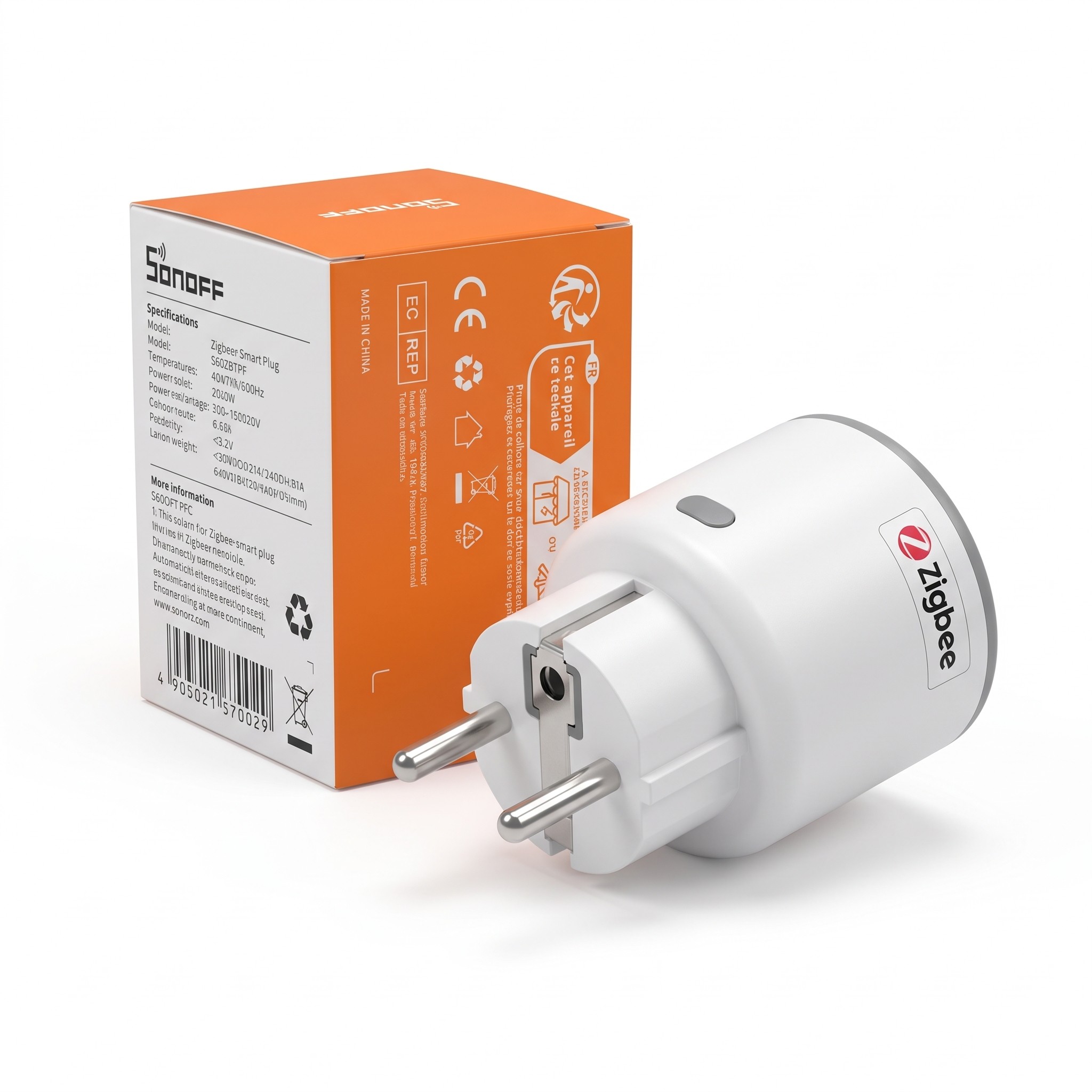 SONOFF S60ZBTPF – chytrá Zigbee zásuvka s měřením spotřeby, 16 A, repeater