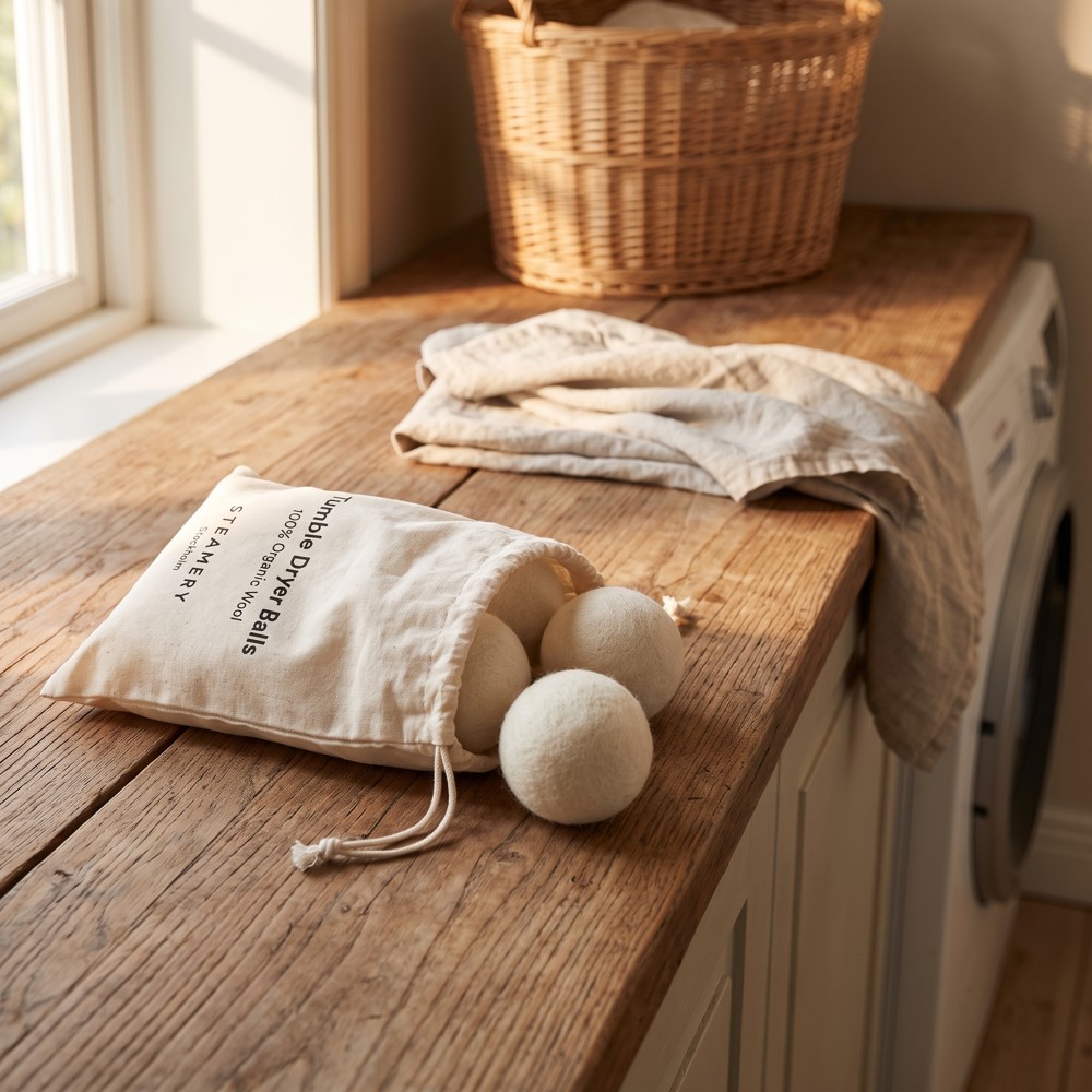 Steamery Wool Dryer Balls – vlněné koule do sušičky, sada 4 ks s látkovým vakem