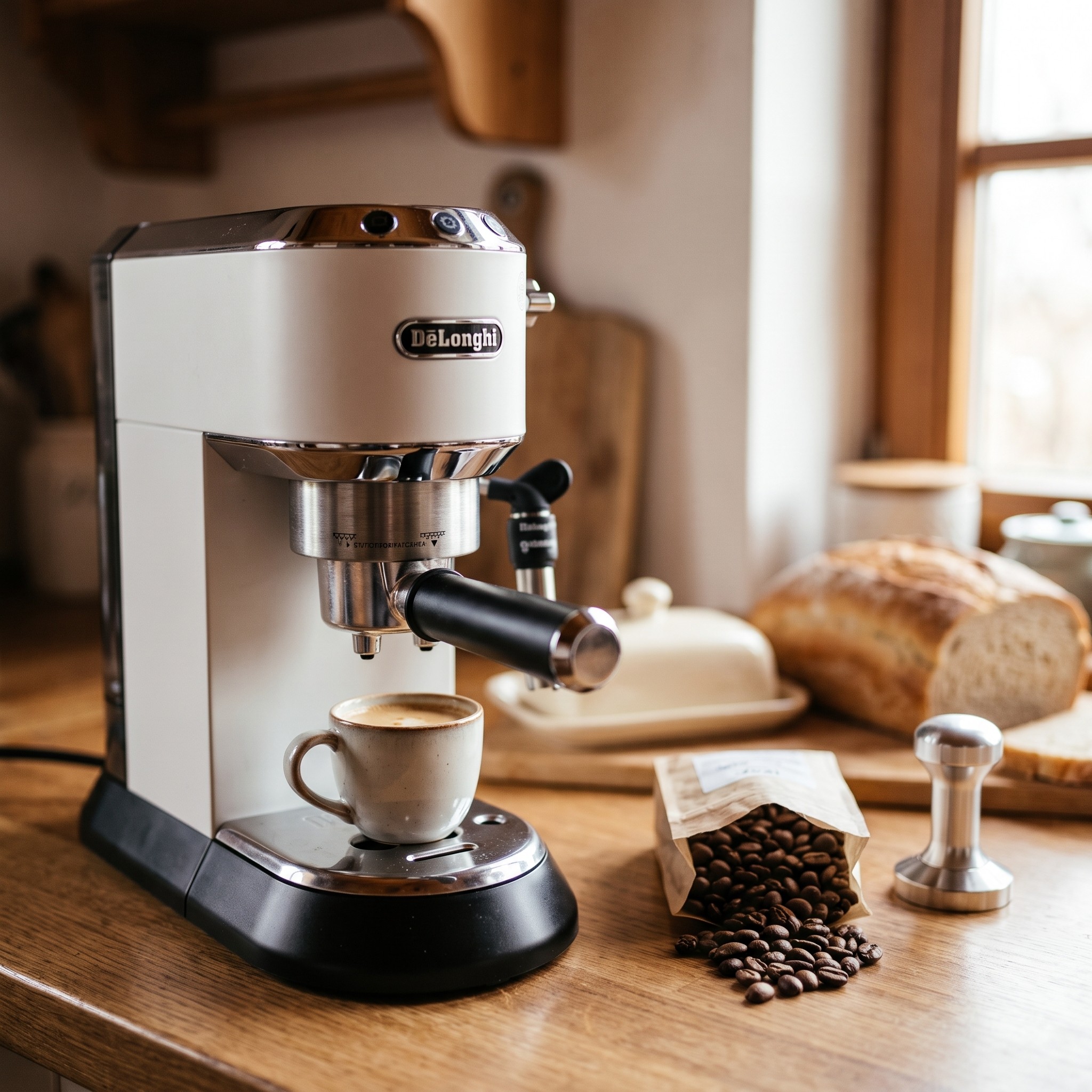 De'Longhi Dedica Style EC 685.W – pákový kávovar 15 bar, šířka 15 cm, bílý