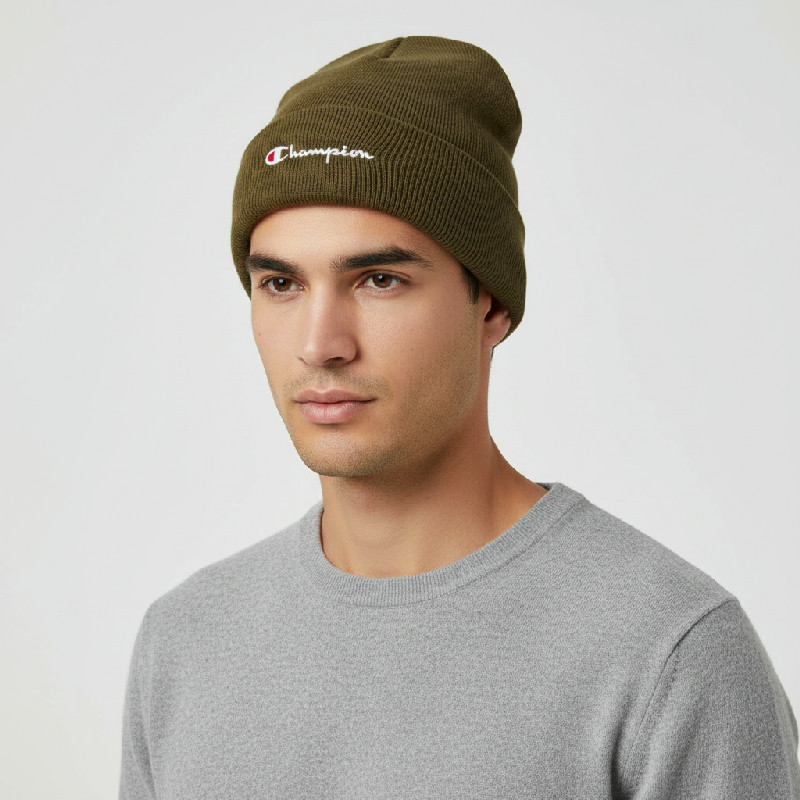 Čepice Champion khaki barva, z husté pleteniny, 805ř449