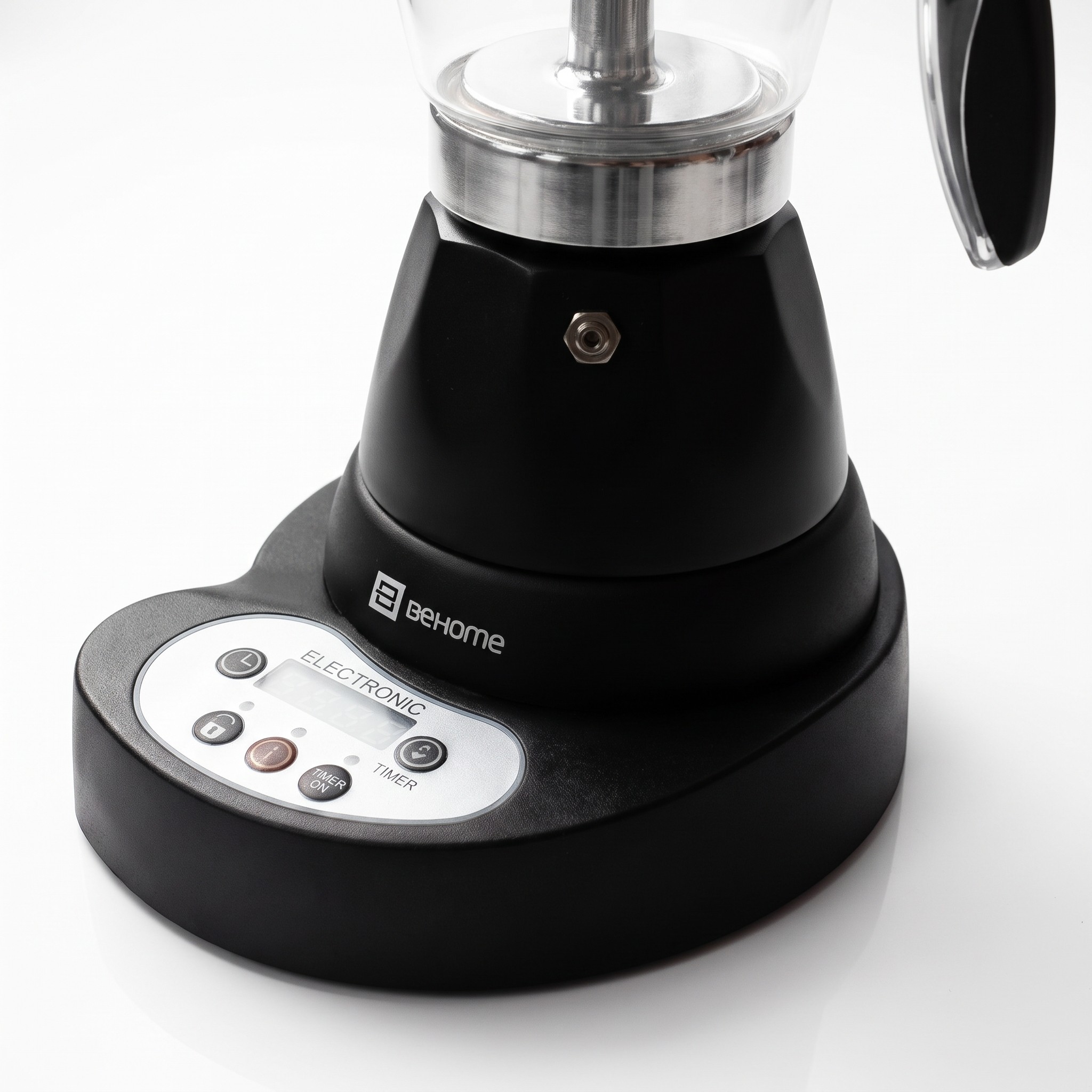 Behome EC300 – elektrická moka konvička na 3 šálky s časovačem, 400 W, černá – použité