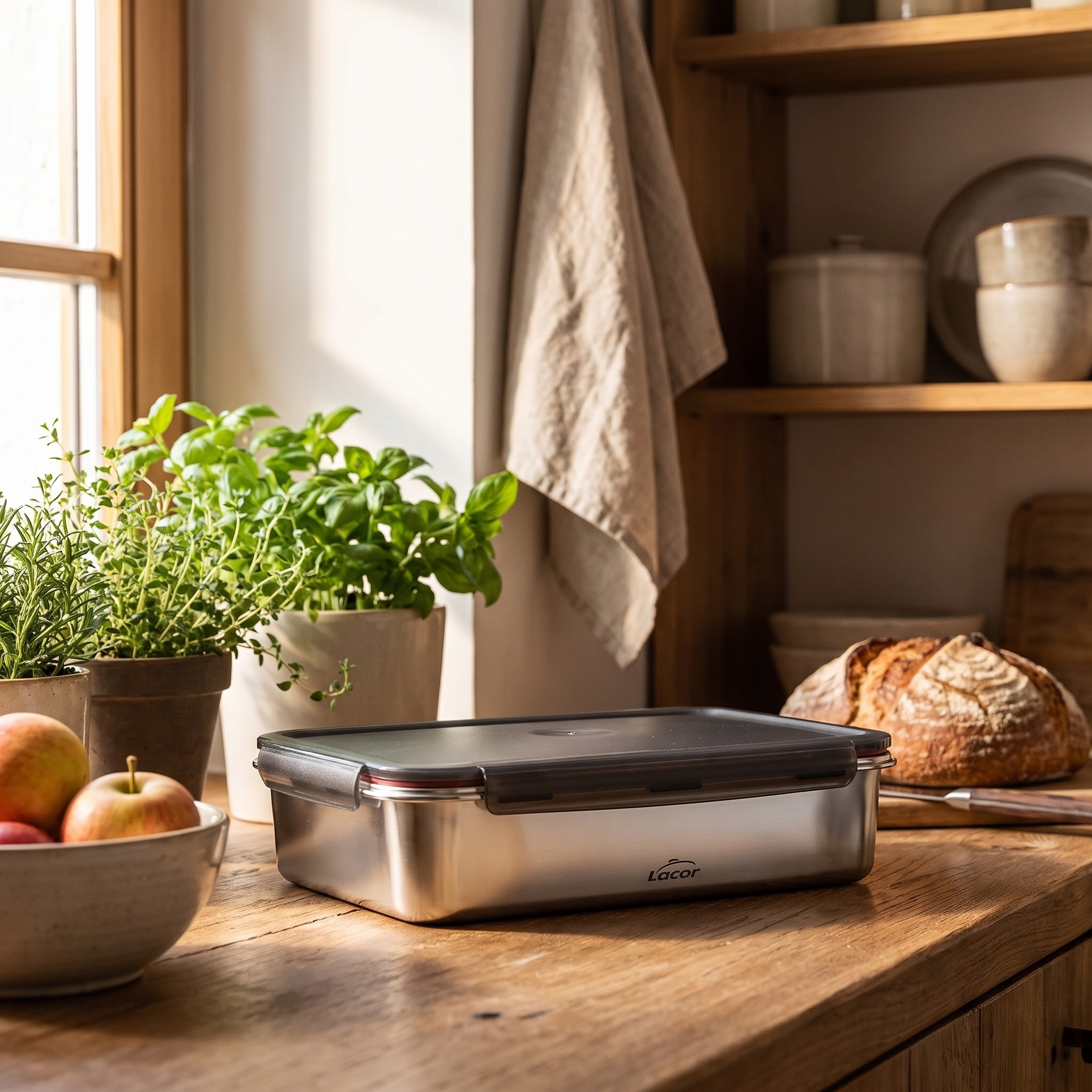 Lacor 64675 Ecoinox Pro – nerezová vzduchotěsná dóza 5 l, do trouby i myčky