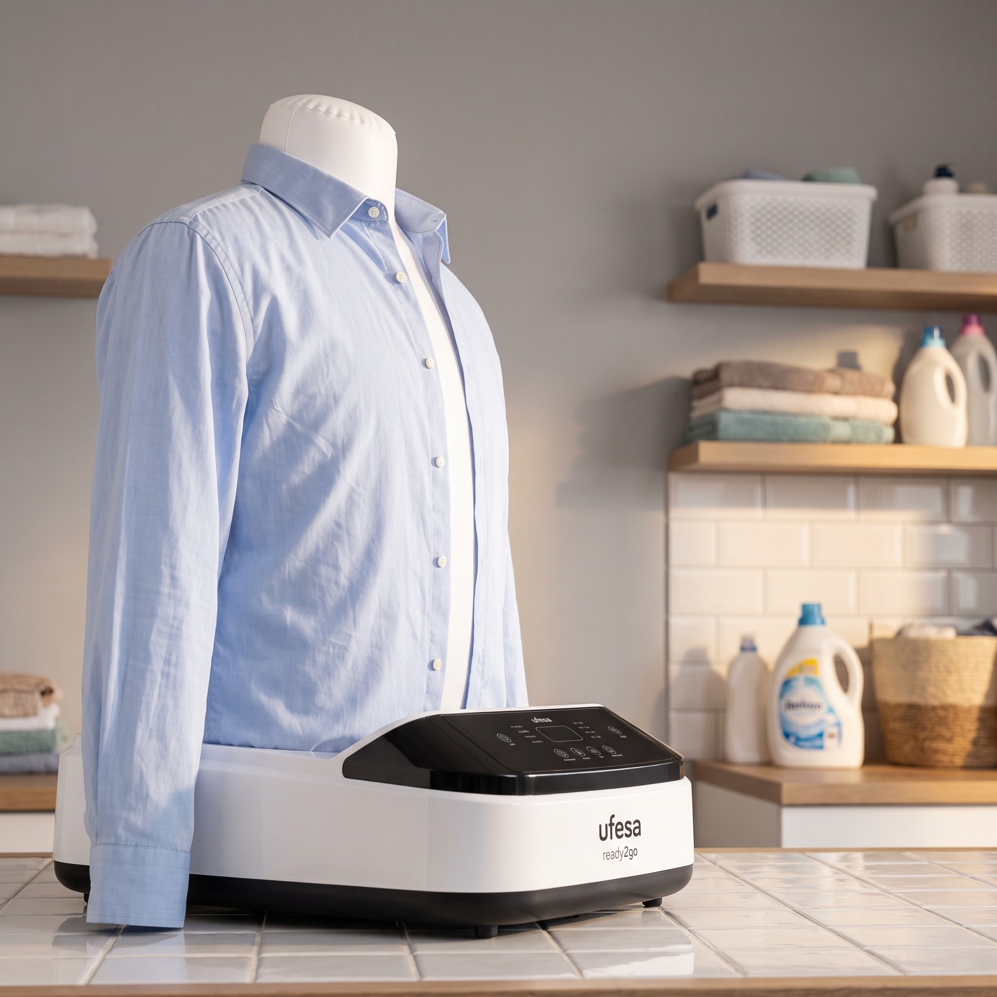 Ufesa SV1200 – automatická žehlicí panna na košile a trička, 1200 W, časovač až 3 h – rozbalené