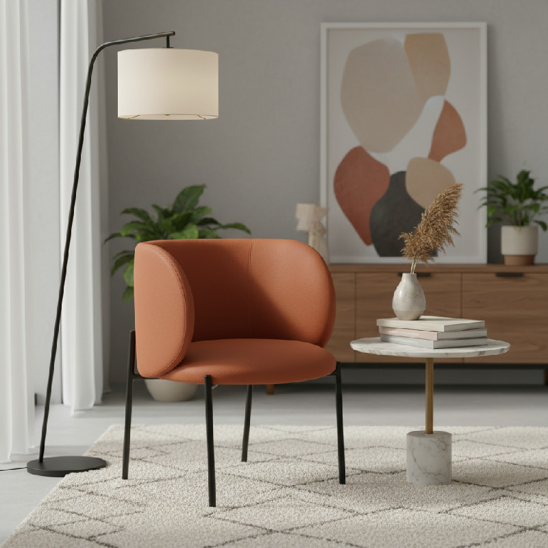 Cihlově červené koženkové lounge křeslo Teulat Mogi